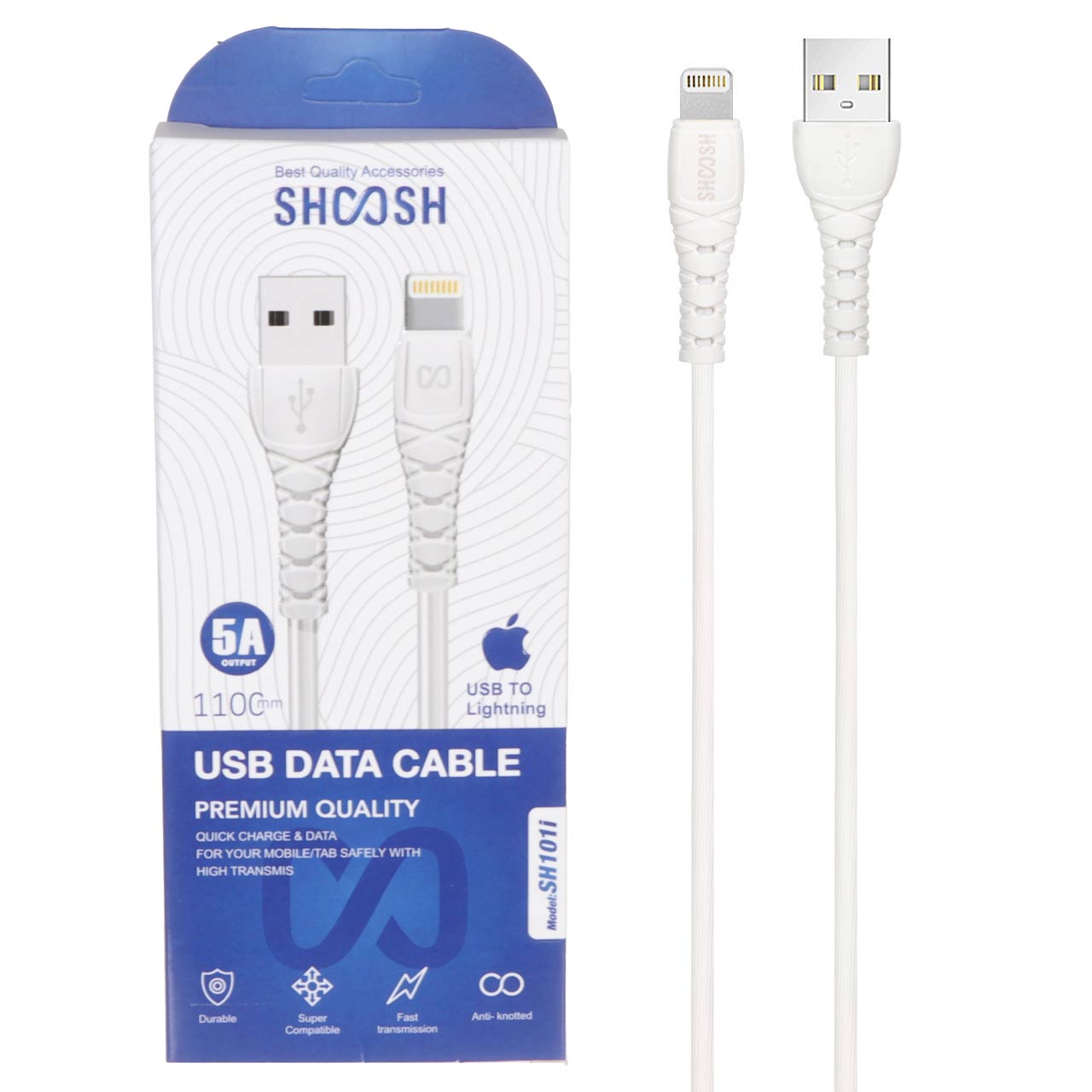 کابل شارژ 1.1 متری فست آیفون Shoosh مدل SH101i - سفید - SMO