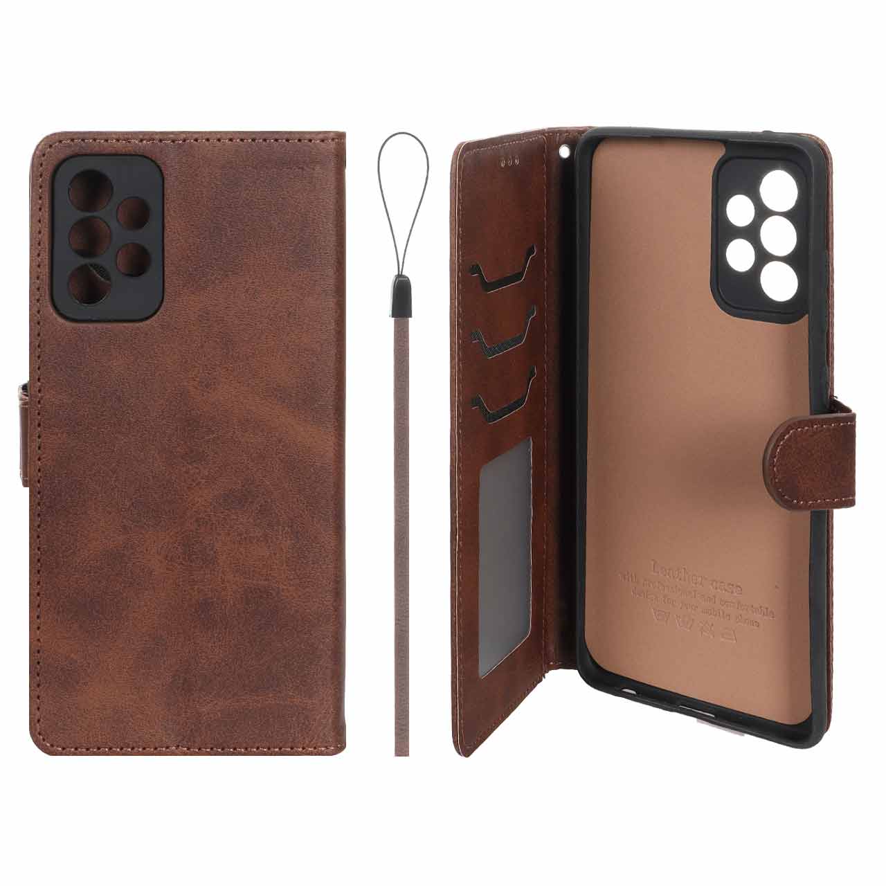 کیف موبایل مگنتی درجه یک داخل خز MNC Plus مدل Samsung Galaxy A72 - قهوه ای