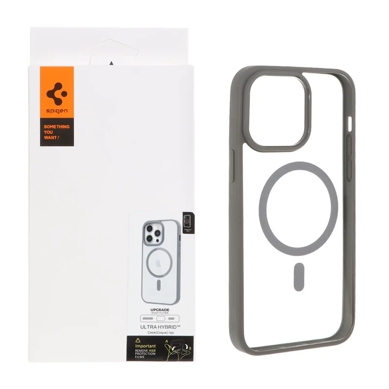 قاب اورجینال Magsafe Spigen با توری اسپیکر فلزی Apple iPhone 14 Pro Max - طوسی (پک دار)