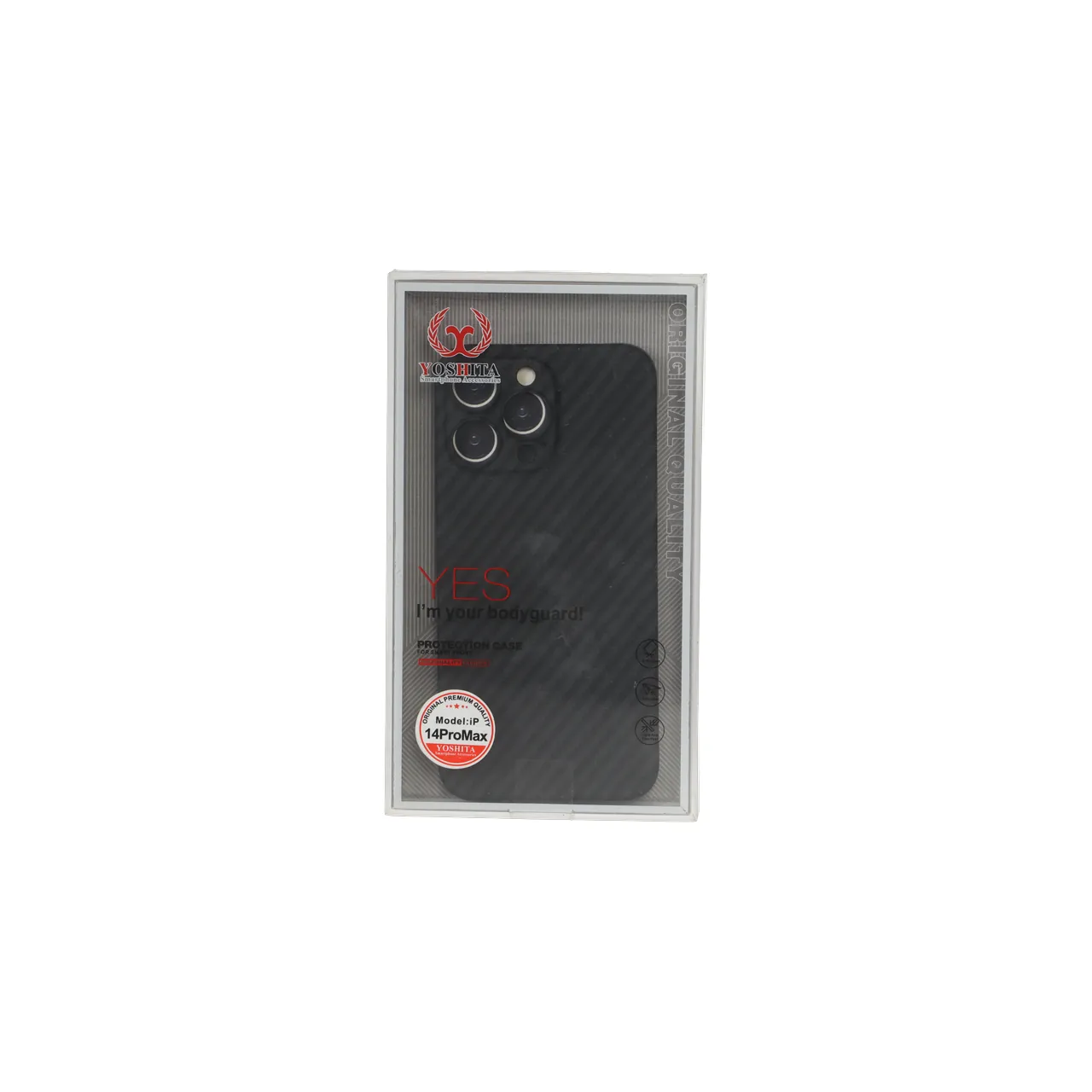 قاب اورجینال Yoshita طرح کربن محافظ لنزدار Apple iPhone 14 Pro Max (پک دار)