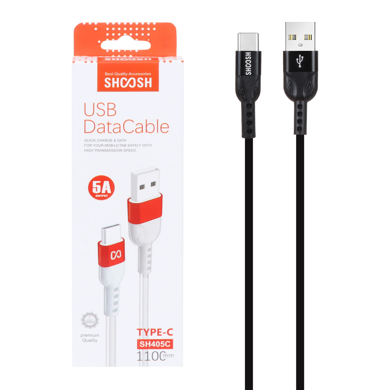 کابل شارژ 1.1 متری فست Shoosh Type-C مدل SH405C - مشکی - SMO