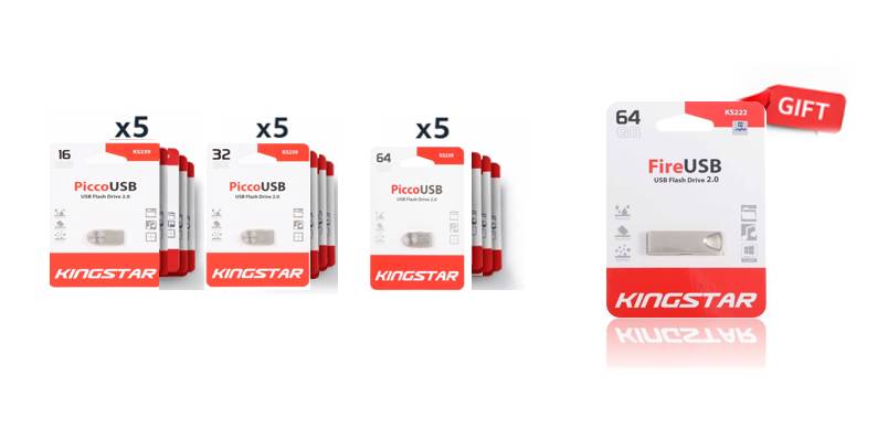 سبد 15عددی فلش KingStar Picco ks239 USB2.0(16G-32G-64G) (هدیه 1 عدد فلش 64 گیگks222-fire)