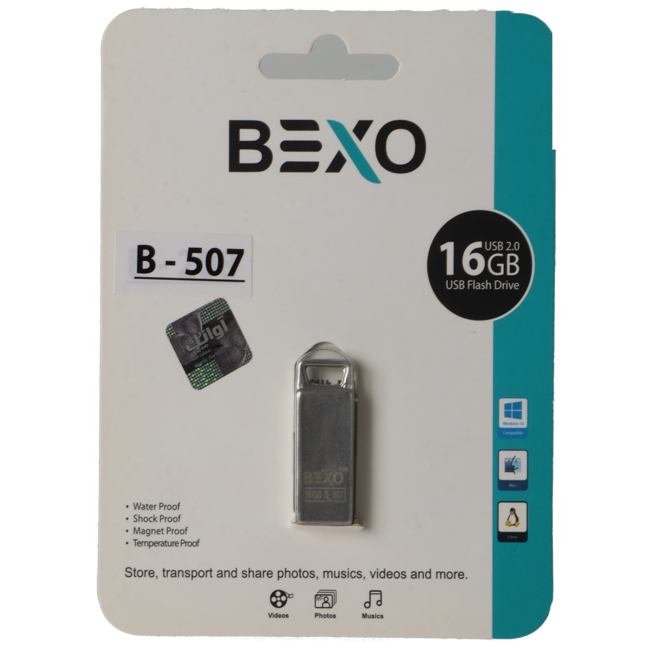 BEXO B-507 USB2.0 Flash Memory - 16GB (گارانتی داده پردازی آواتک) نقره ای