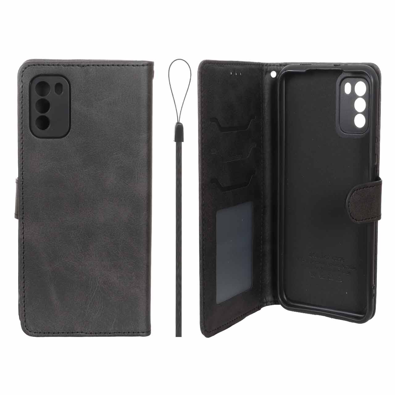 کیف موبایل مگنتی درجه یک داخل خز MNC Plus مدل Xiaomi Poco M3 - مشکی