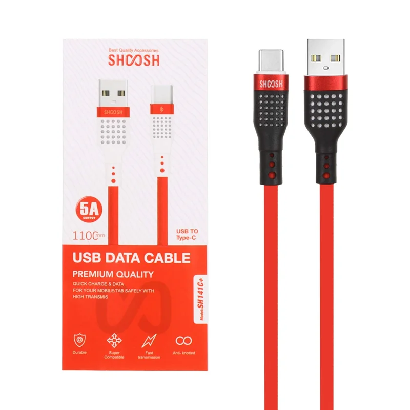 کابل شارژ 1.1 متری فست Shoosh Type-C مدل +SH141C - قرمز - SMO
