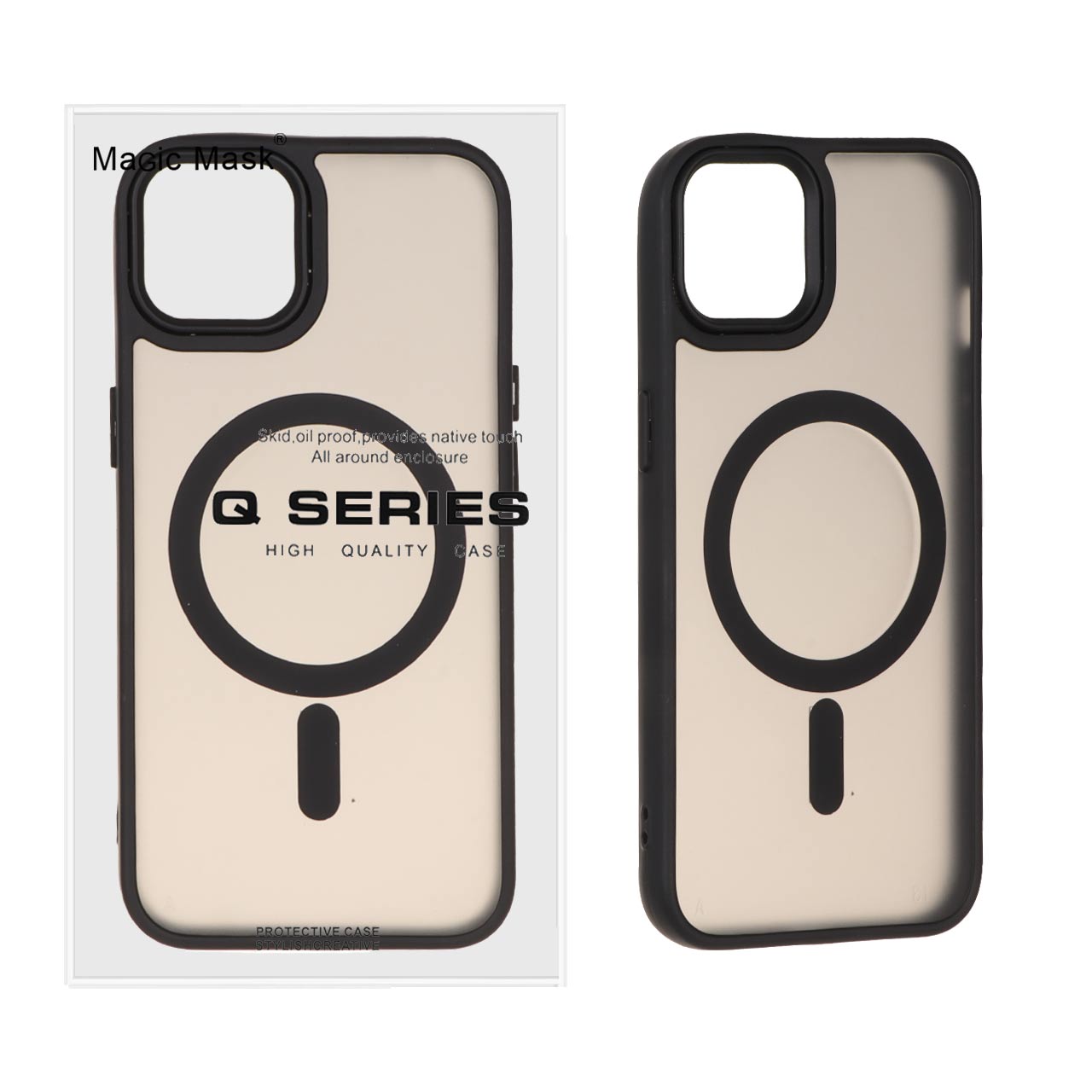 قاب اورجینال Magic Mask مات Magsafe بلک لنز Apple iPhone 13 / iPhone 14 - مشکی (پک دار)