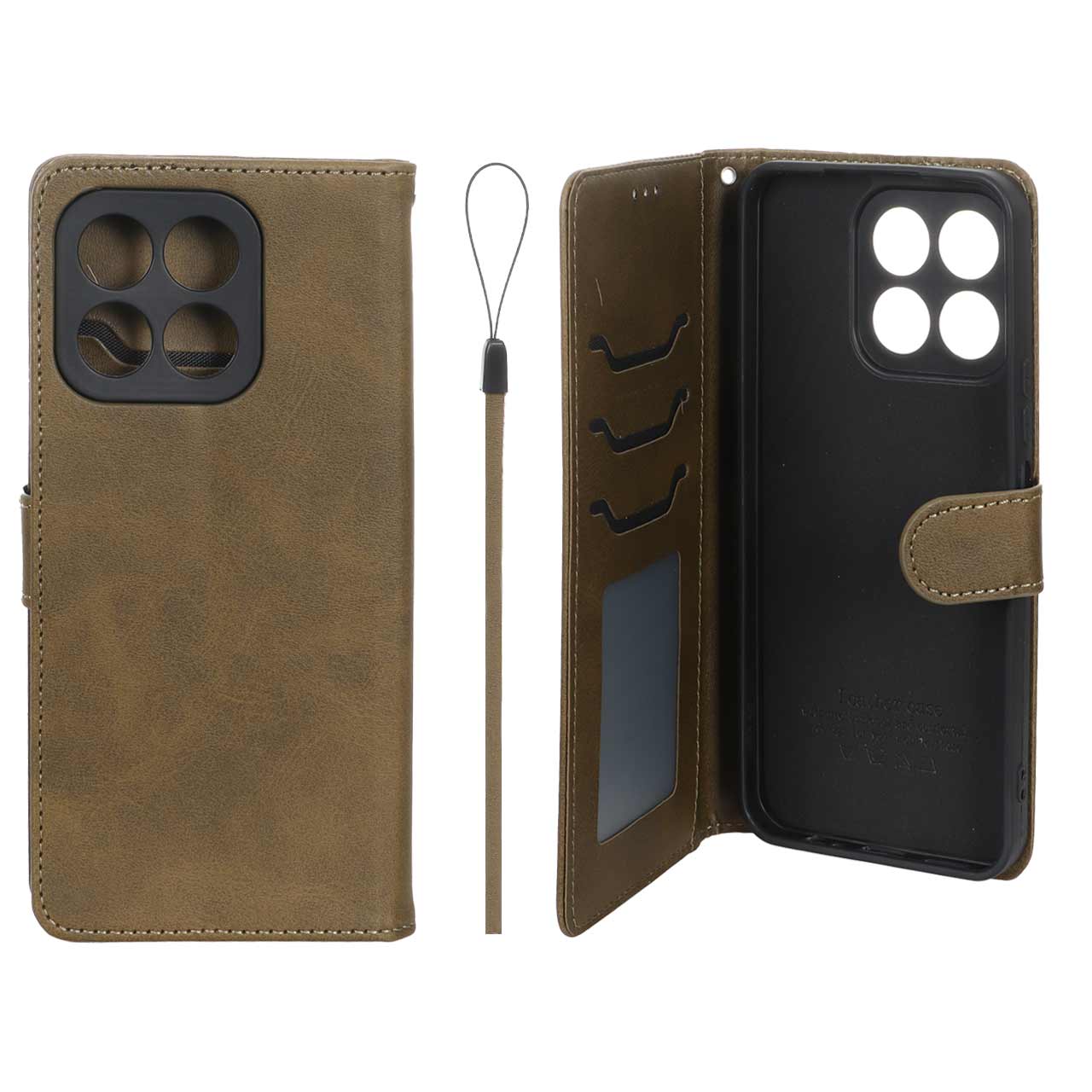 کیف موبایل مگنتی درجه یک داخل خز MNC Plus مدل Honor X6b - سبز زیتونی