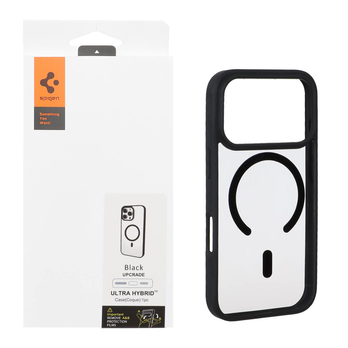 قاب اورجینال Magsafe Spigen با توری اسپیکر فلزی Apple iPhone 17 Pro - شفاف مشکی (پک دار)