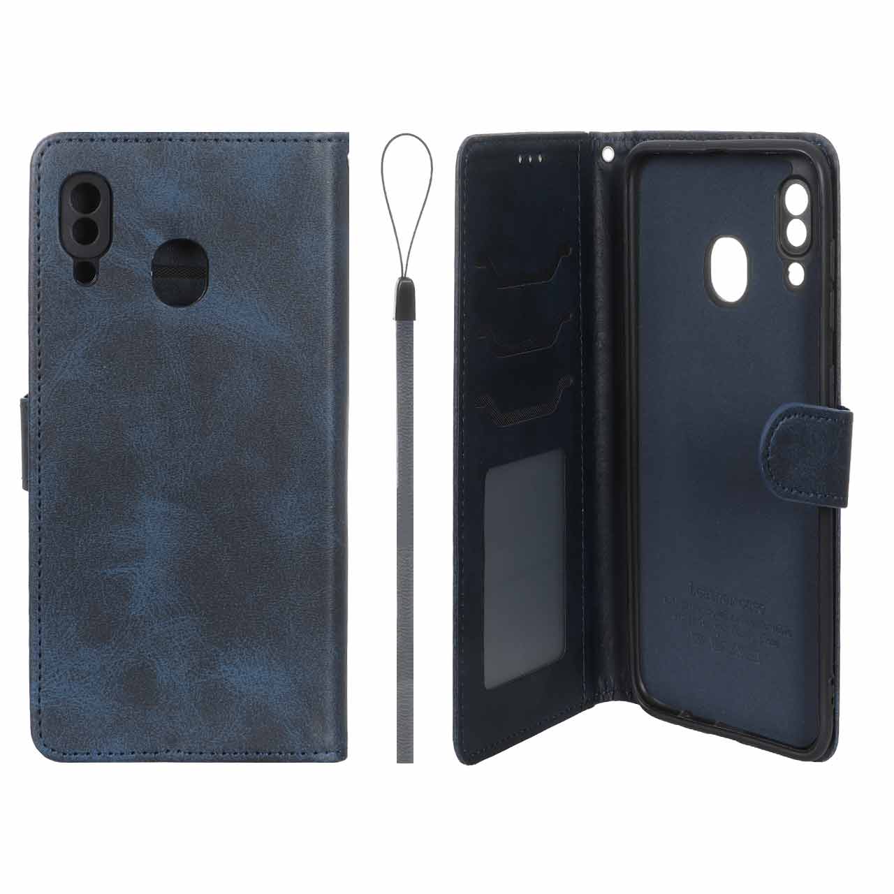 کیف موبایل مگنتی درجه یک داخل خز MNC Plus مدل Samsung Galaxy A30 / A20 - سرمه ای