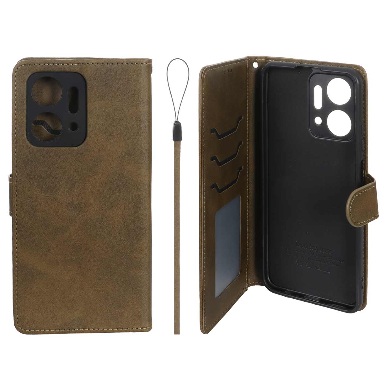 کیف موبایل مگنتی درجه یک داخل خز MNC Plus مدل Honor X7a - سبز زیتونی