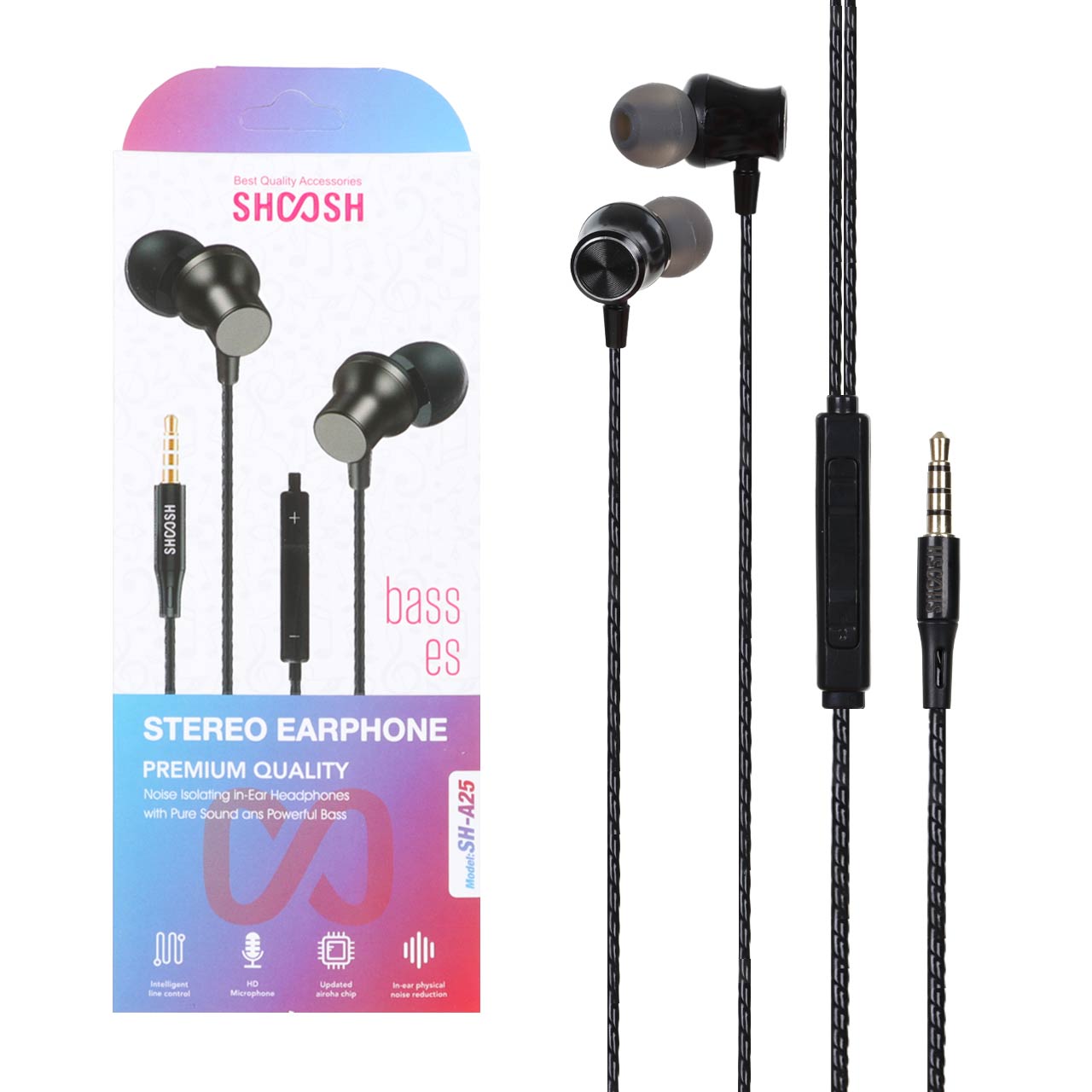 هندزفری باسیم Shoosh مدل SH-A25 - مشکی - SMO