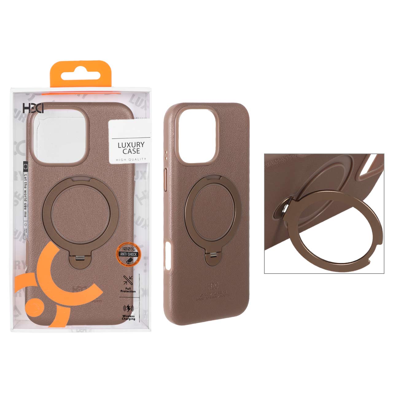 قاب اورجینال HDD لوپ استندشو  Magsafe مدل Apple iPhone 16 Pro Max  - صحرایی (پک دار)