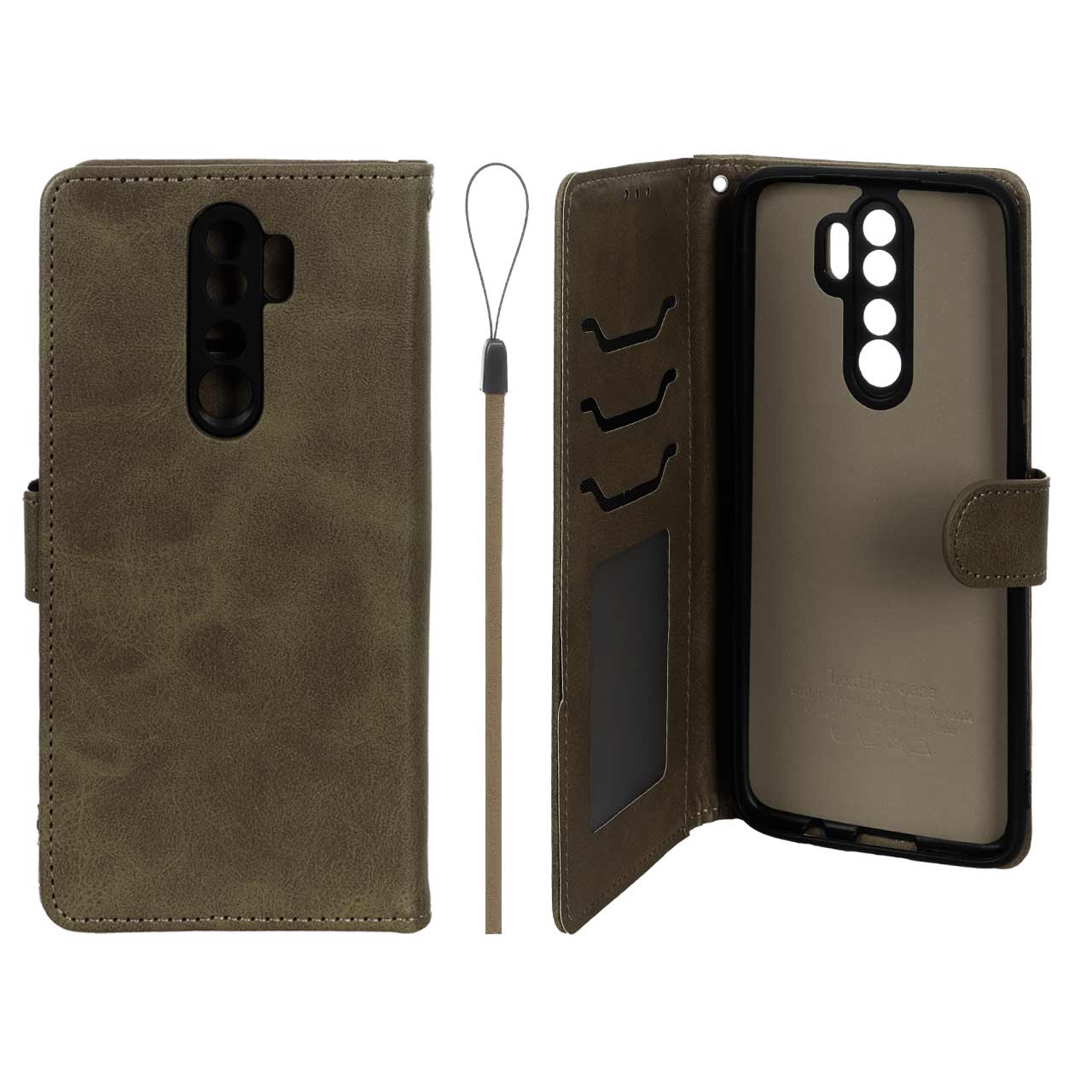 کیف موبایل مگنتی درجه یک داخل خز MNC Plus مدل Xiaomi Redmi Note 8 Pro - سبز زیتونی