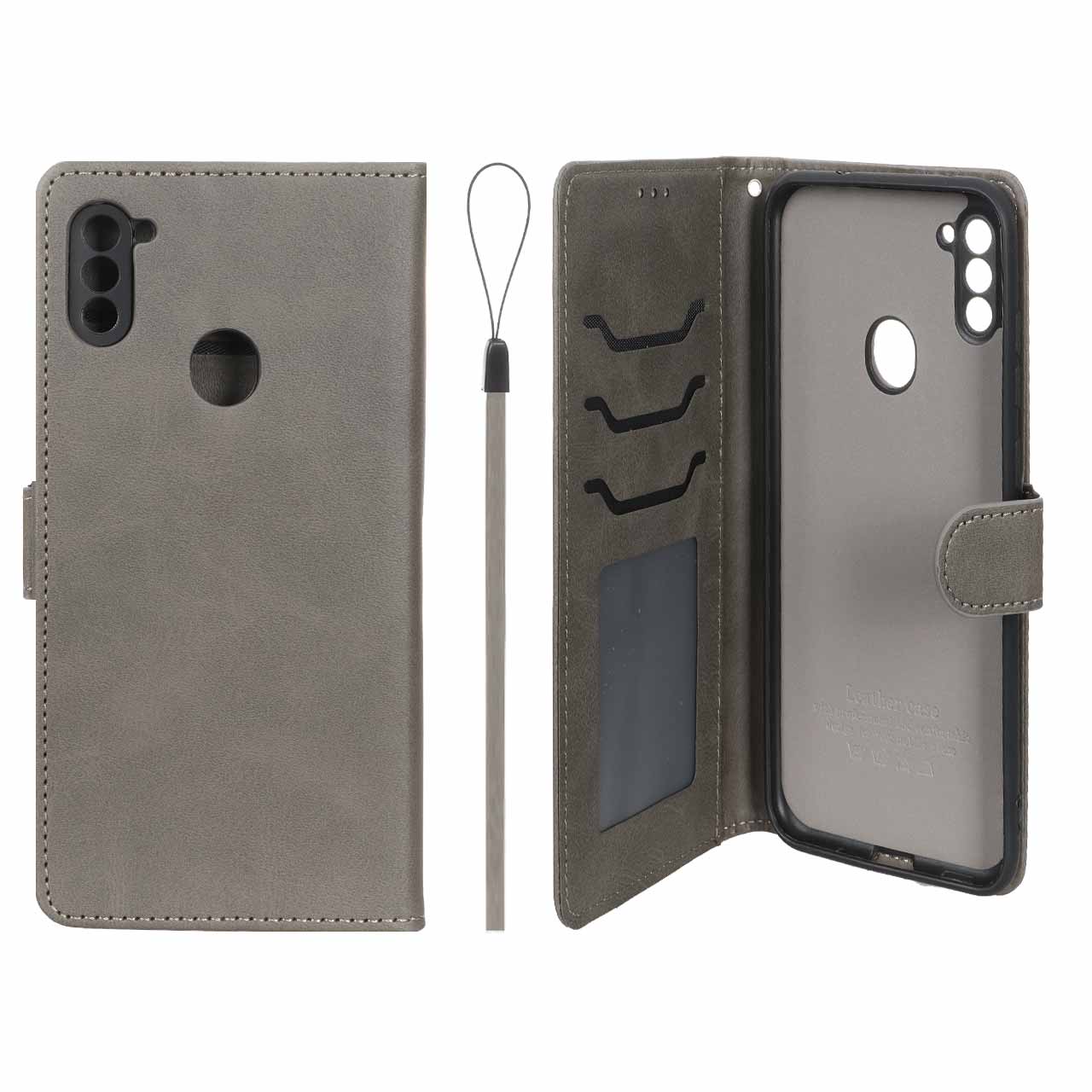 کیف موبایل مگنتی درجه یک داخل خز MNC Plus مدل Samsung Galaxy A11 / M11 - خاکستری