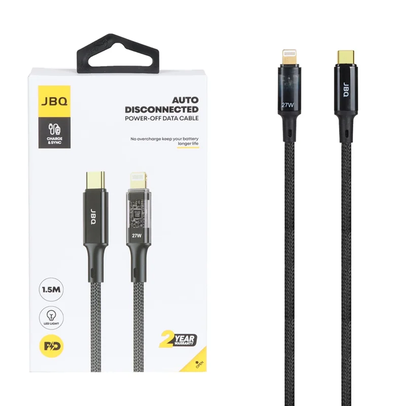 کابل شارژ 1.5 متری PD و فست JBQ Type-C to Lightning مدل CA-728 - مشکی (گارانتی یکساله رصاصی)