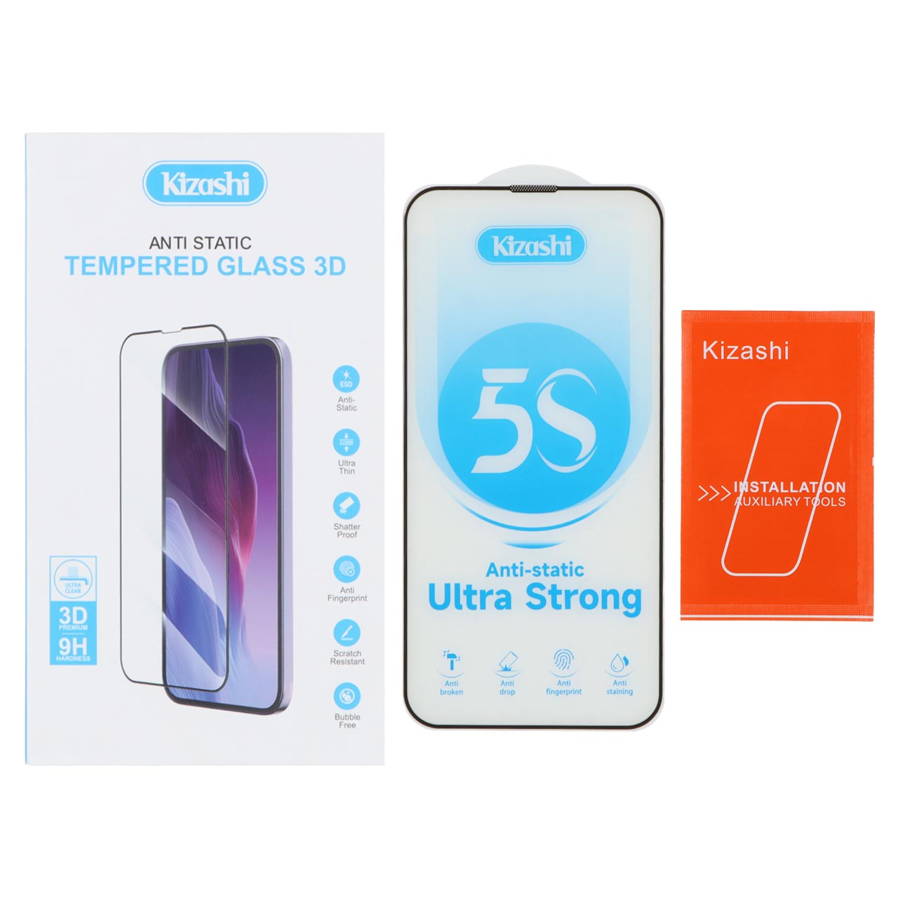 محافظ صفحه نمایش شیشه ای اورجینال Anti Static - ESD Kizashi 5S مدل Apple iPhone 13 / iPhone 13 Pro / iPhone 14 / 16e (پک دار)