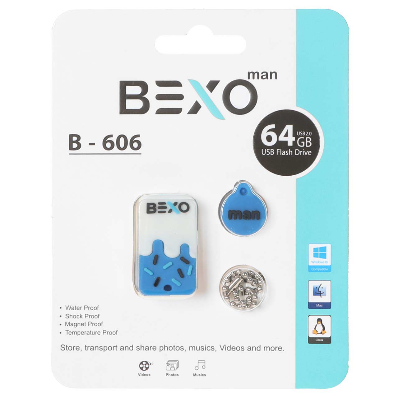BEXO B-606 USB2.0 Flash Memory-64GB (گارانتی داده پردازی آواتک) آبی کاربنی