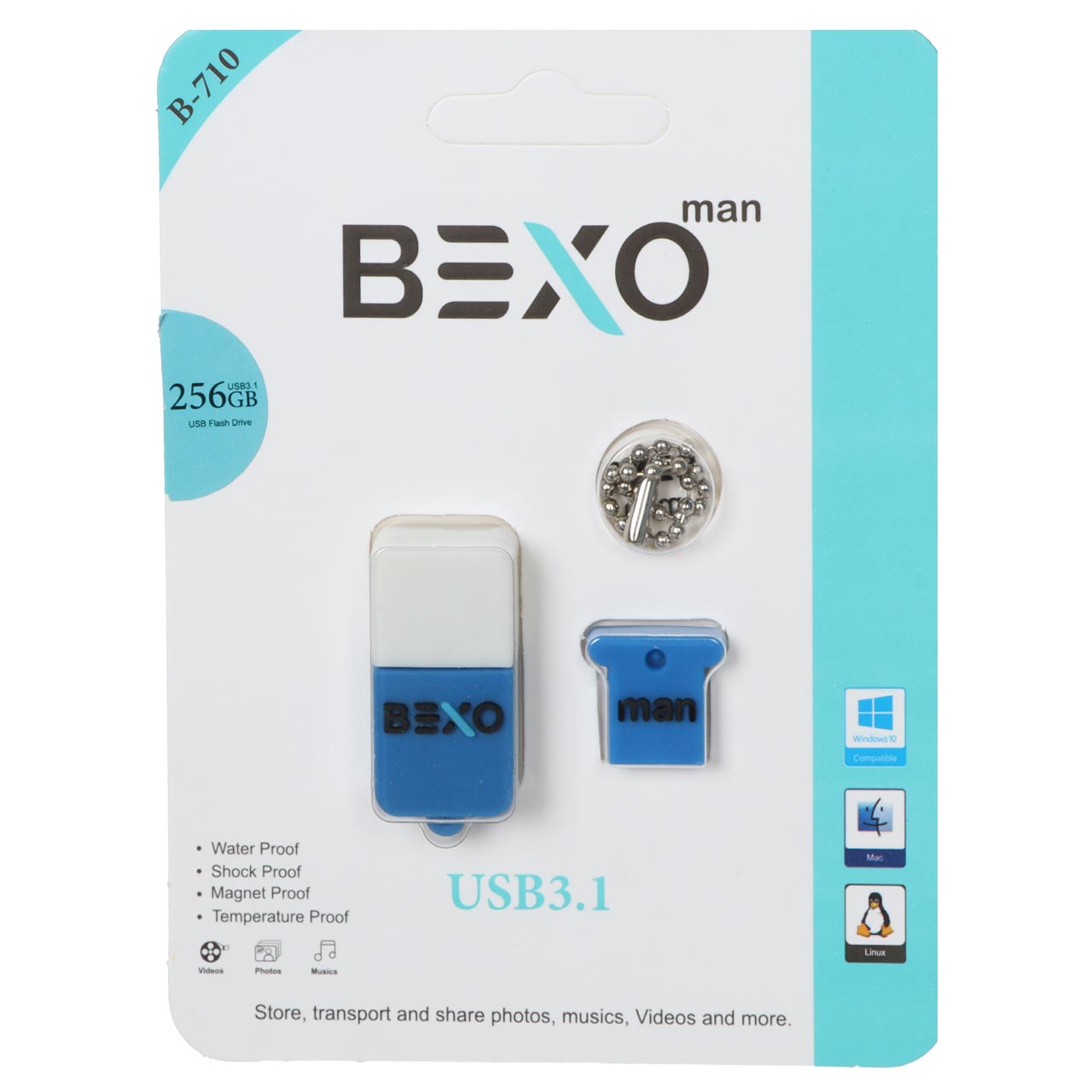 BEXO B-710 USB3.1 Flash Memory-256GB (گارانتی داده پردازی آواتک) آبی کاربنی