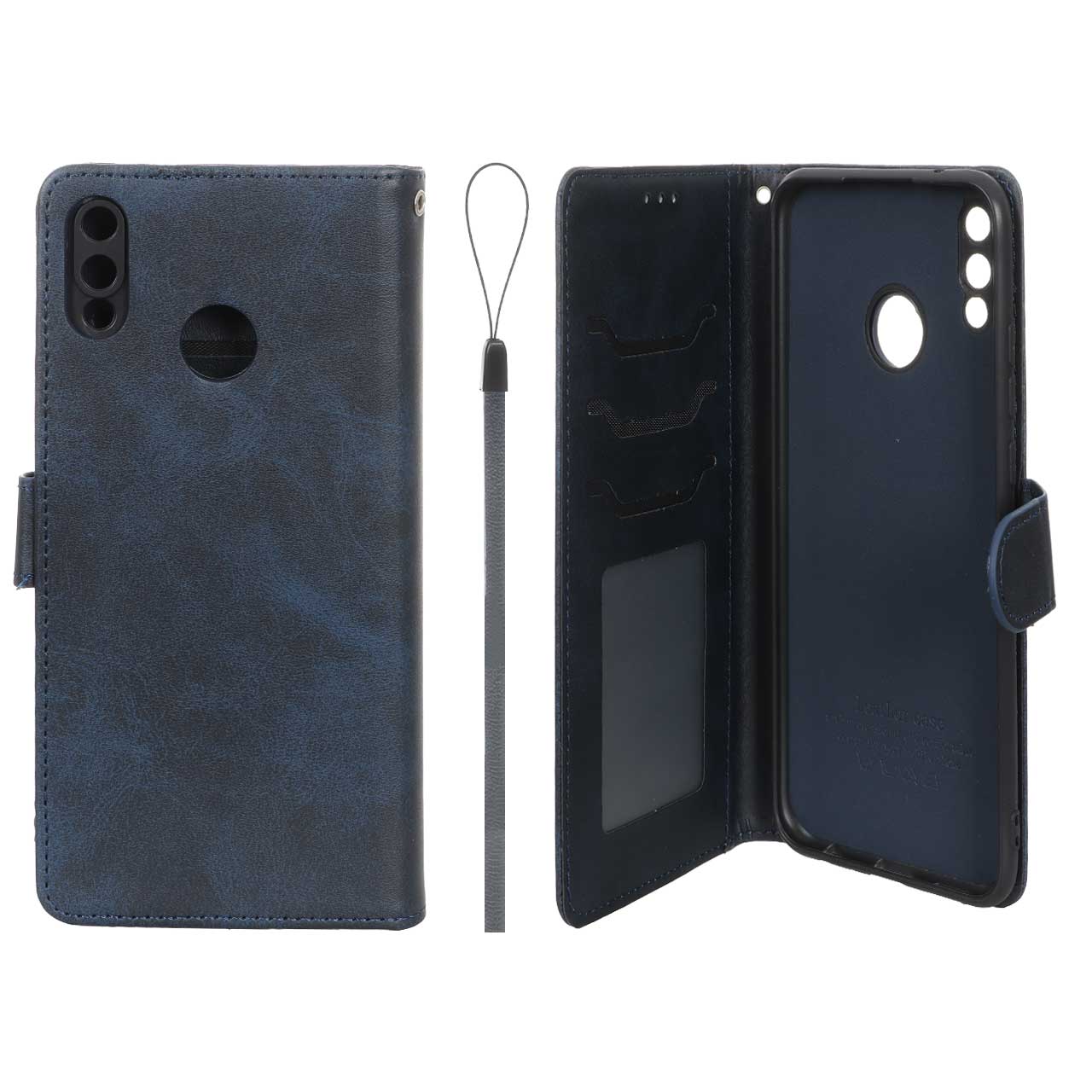 کیف موبایل مگنتی درجه یک داخل خز MNC Plus مدل Huawei Y9 2019 - سرمه ای