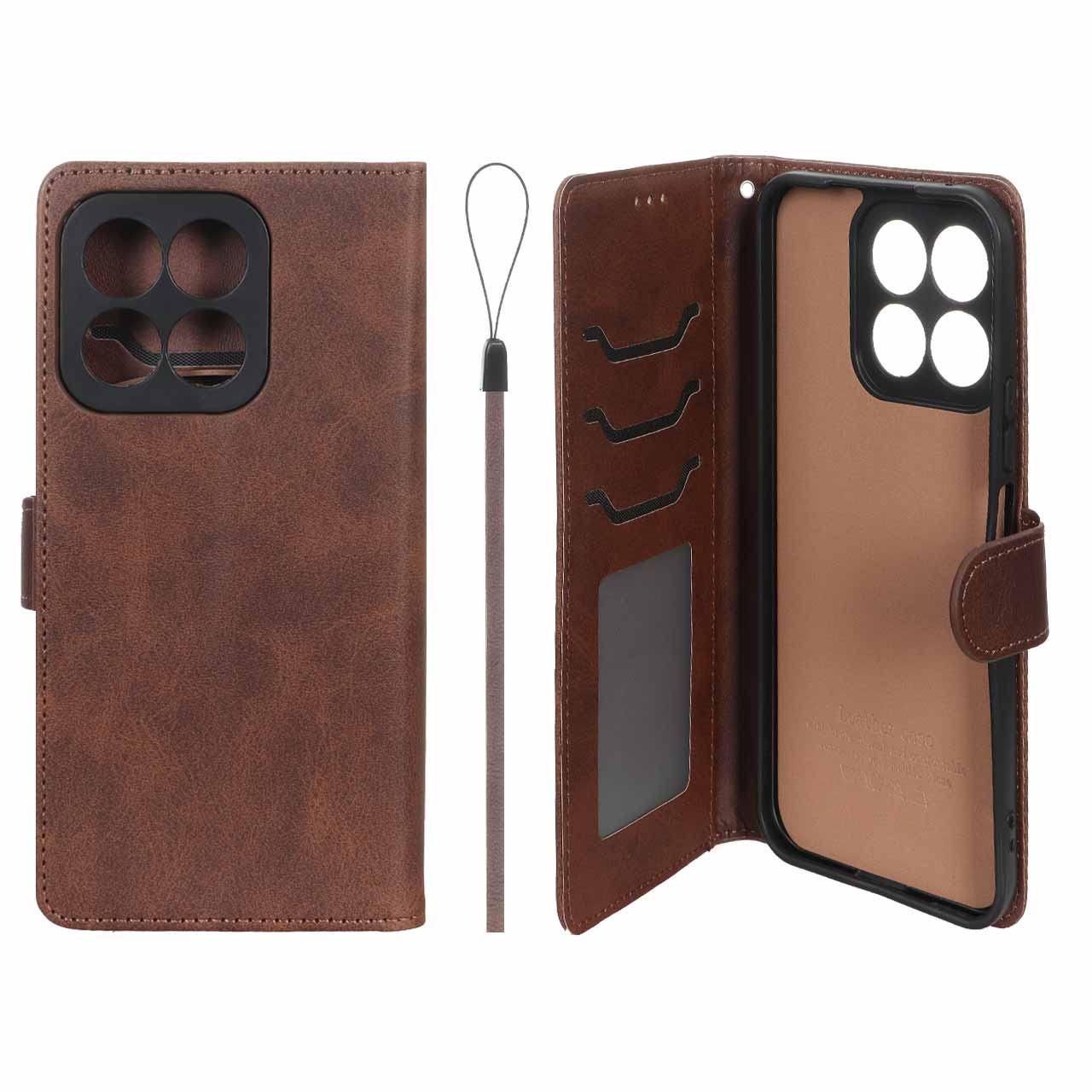 کیف موبایل مگنتی درجه یک داخل خز MNC Plus مدل Honor X8c - قهوه ای