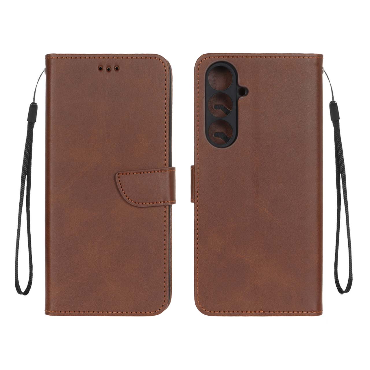 کیف چرمی موبایل مگنتی محافظ لنزدار Samsung Galaxy S24 FE - قهوه ای