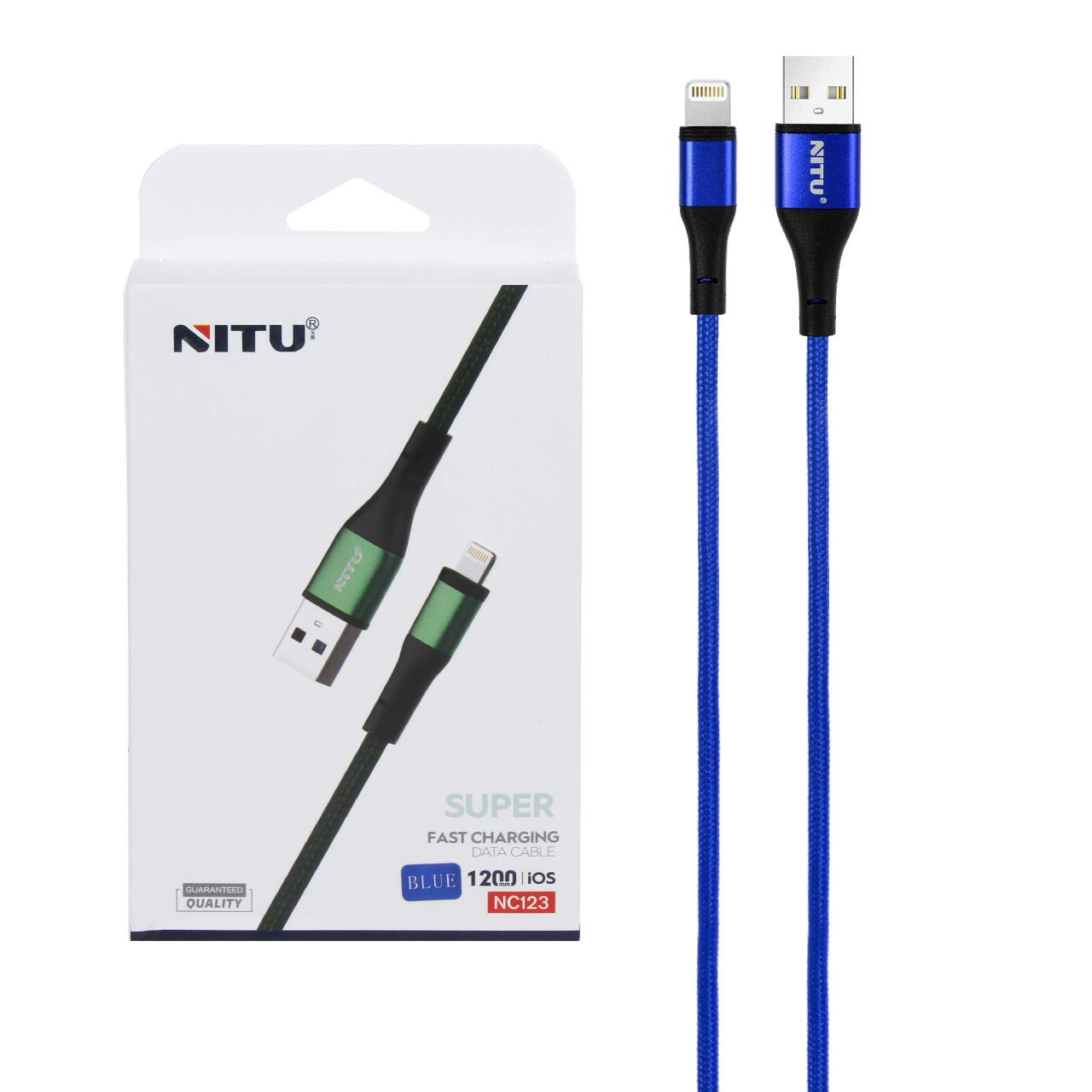 کابل شارژ فست آیفون NITU مدل NC123 - آبی (گارانتی 18 ماه تعویض نیکان همراه)