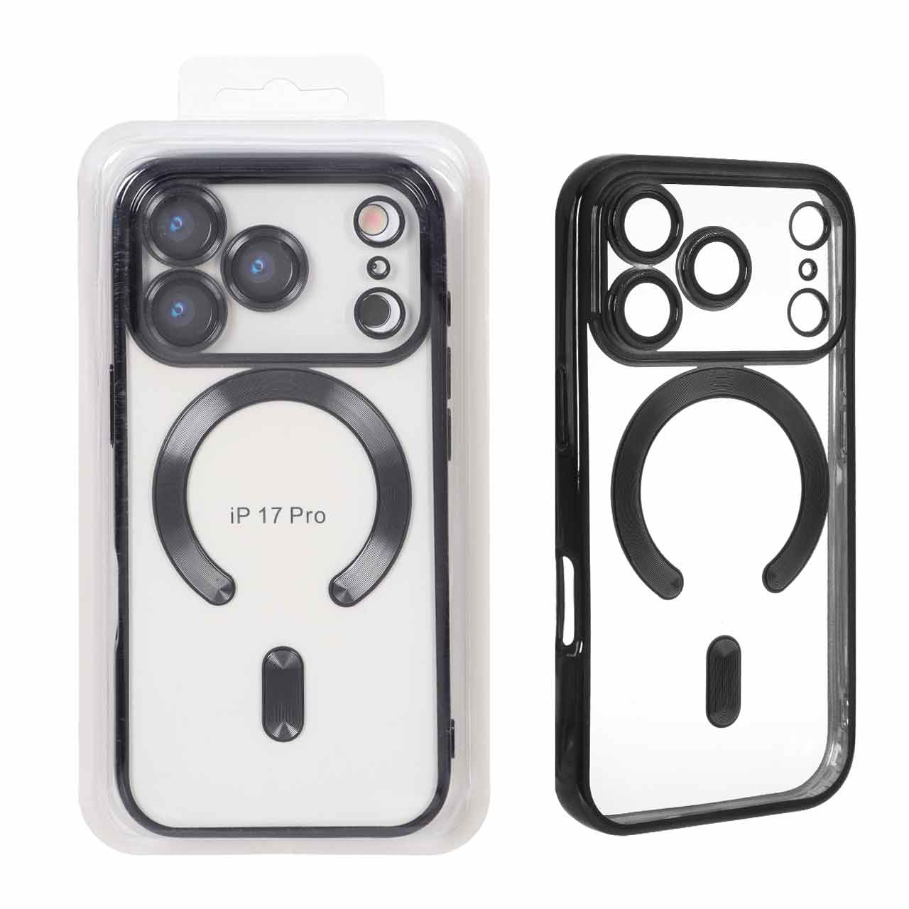 قاب اورجینال الکترواستاتیک Magsafe لنز گلس دار Apple iPhone 17 Pro - مشکی (پک دار)