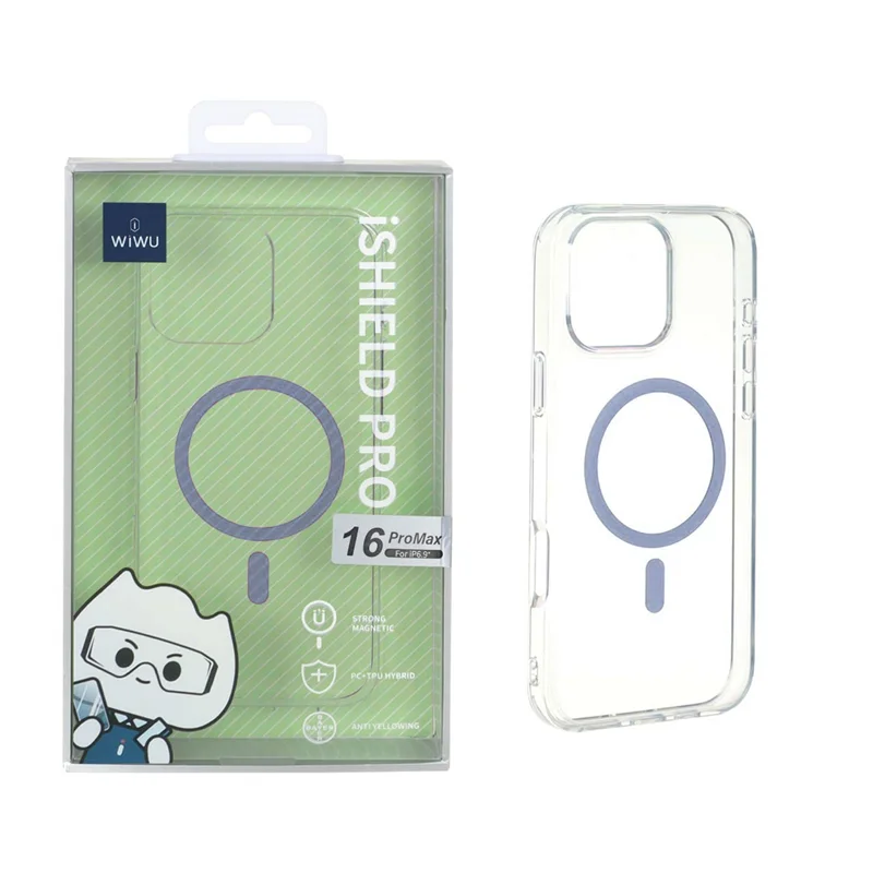 قاب اورجینال Wiwu ishield Pro کریستالی شفاف MagSafe مدل Apple iPhone 16 Pro Max - یاسی (پک دار)