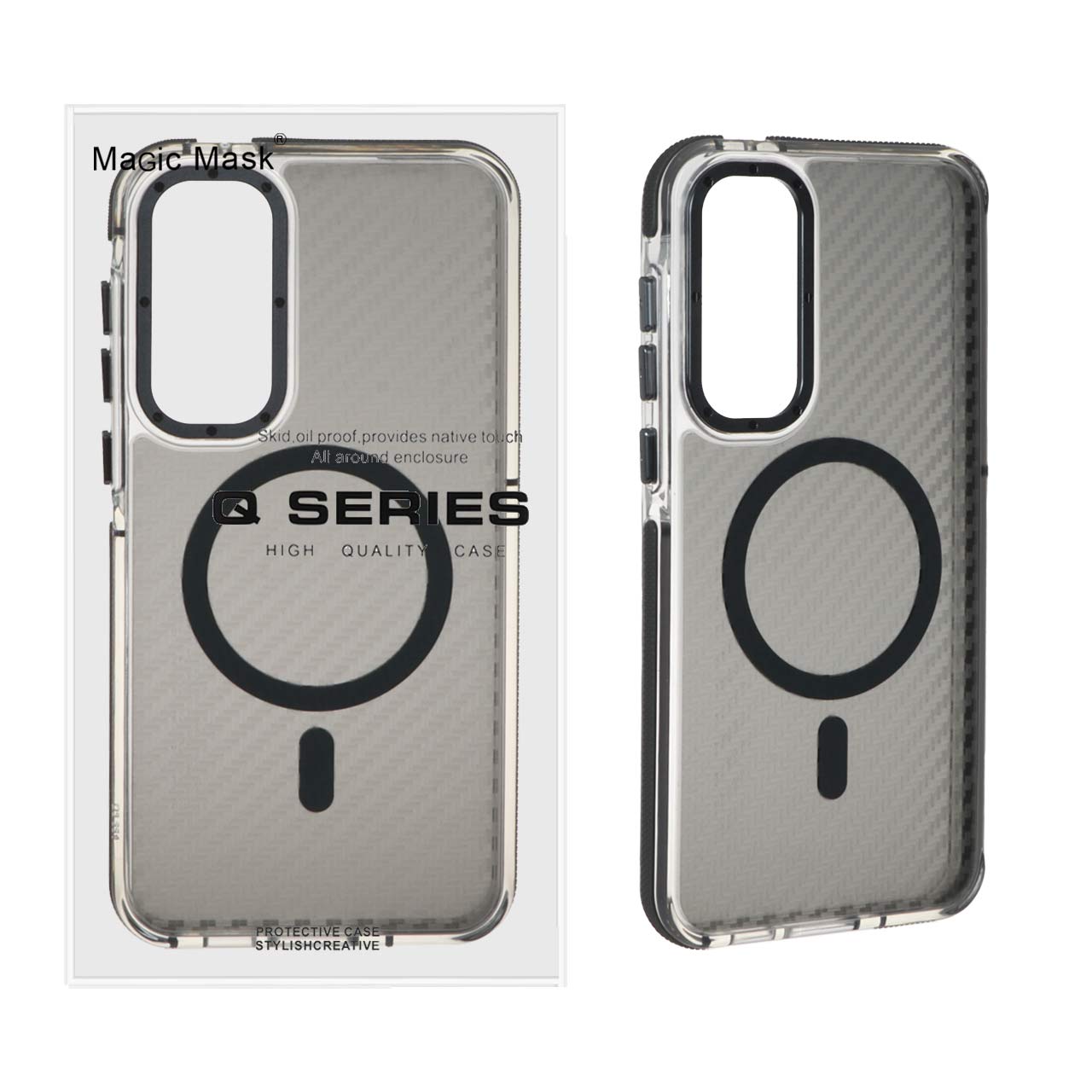 قاب اورجینال Q Series پشت کربن MagSafe مدل Samsung Galaxy A35 / A55 - خاکستری (پک دار)