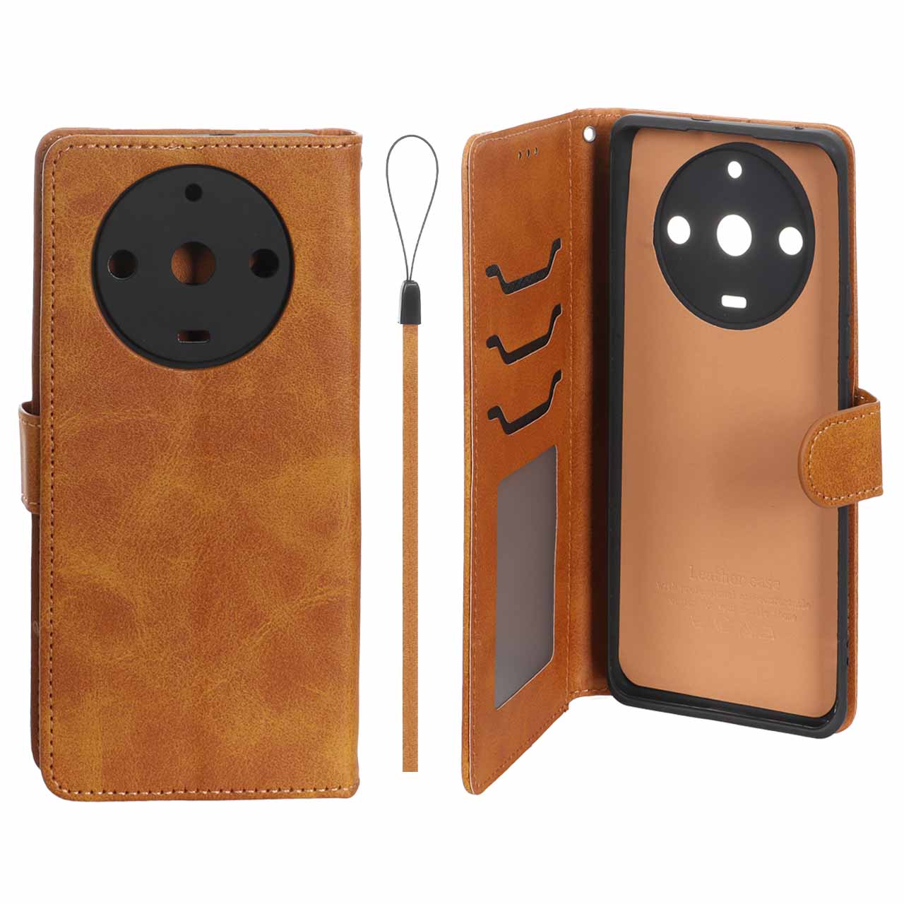 کیف موبایل مگنتی درجه یک داخل خز MNC Plus مدل Realme 11 Pro Plus - عسلی