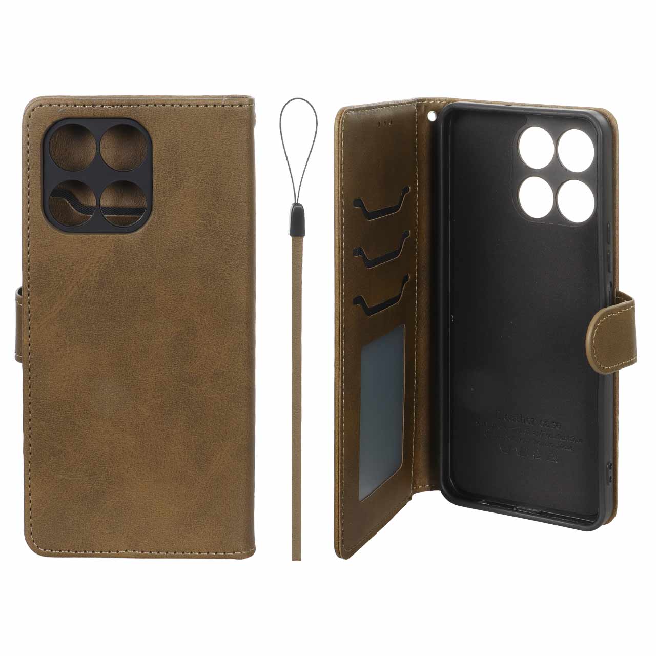 کیف موبایل مگنتی درجه یک داخل خز MNC Plus مدل Honor X6a - سبز زیتونی