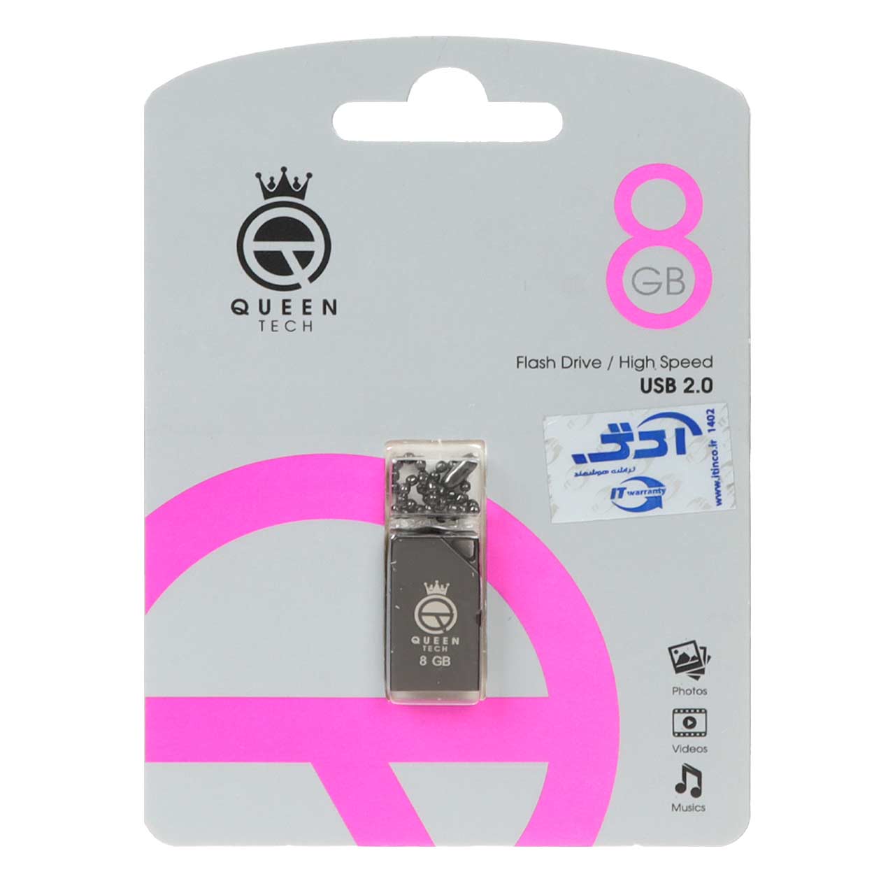 Queen Angle USB2.0 Flash Memory-8GB مشکی (گارانتی مادام العمر شرکت آی تین)