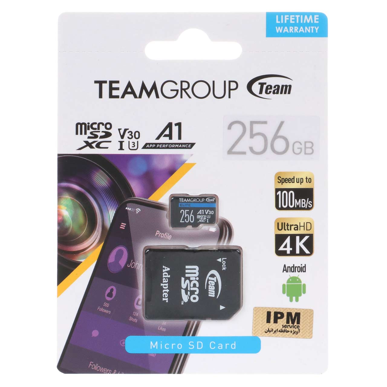 TeamGroup microSDXC & adaptor U3 Class 10 Ultra HD (100MB/s) - 256GB (گارانتی IPM)