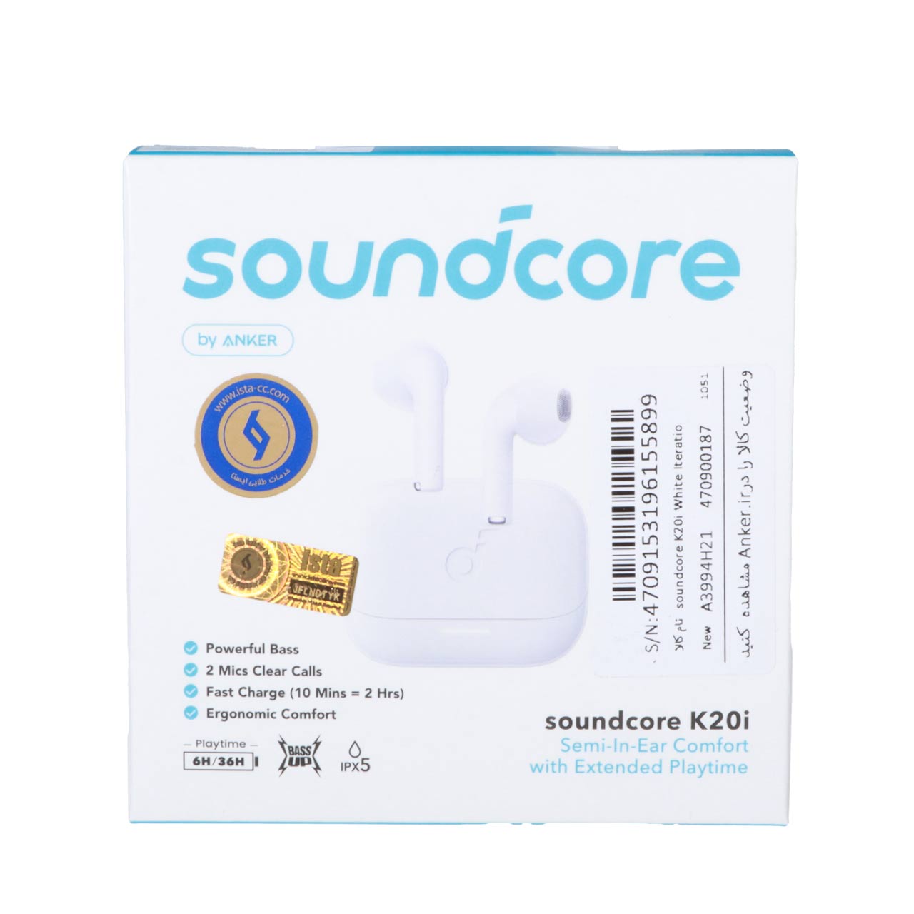 ایربادز بی سیم ANKER مدل K20i A3994H21 - سفید (گارانتی 18ماهه حافظه طلایی ایستا)