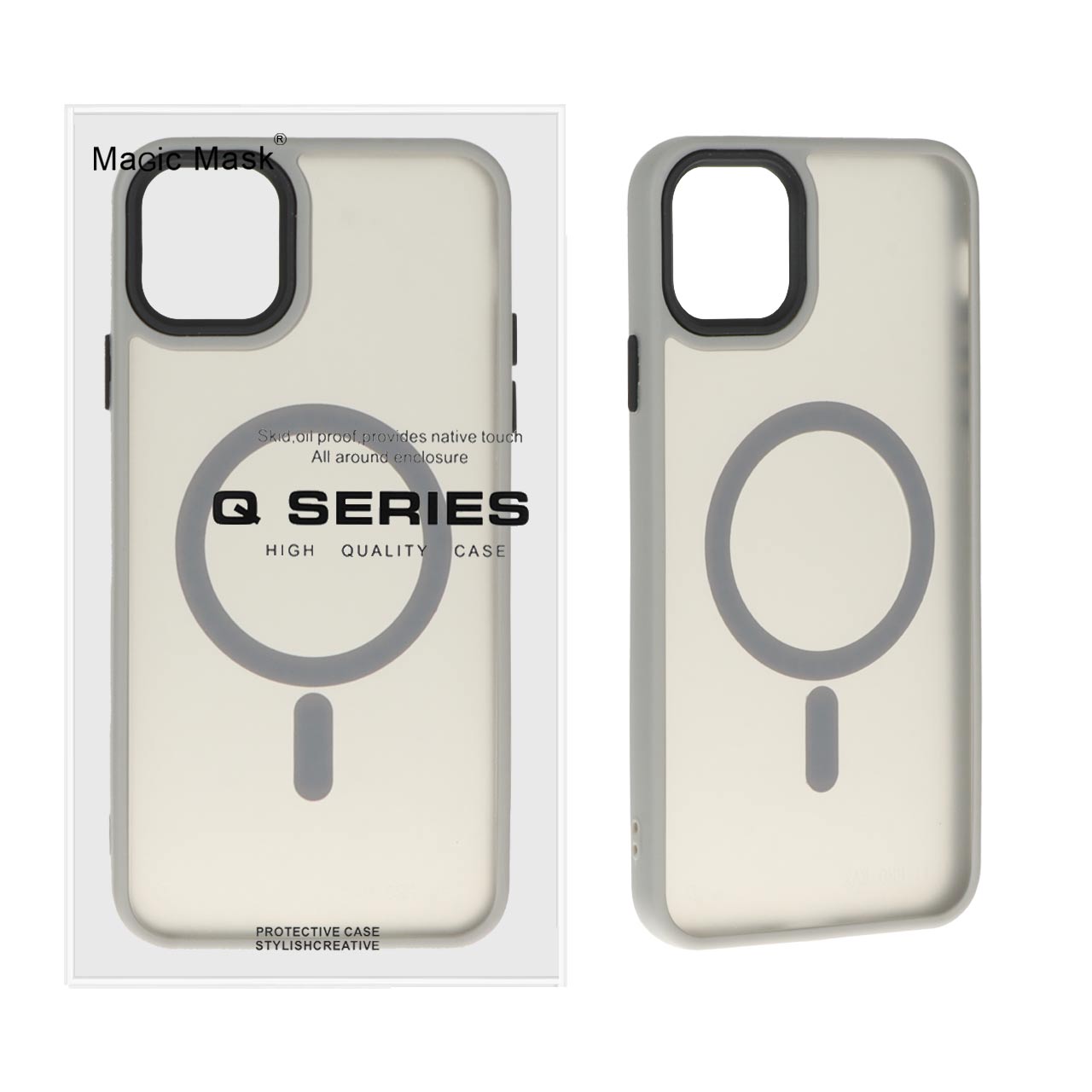 قاب اورجینال Magic Mask مات Magsafe بلک لنز  Apple iPhone 11 Pro Max - خاکستری (پک دار)