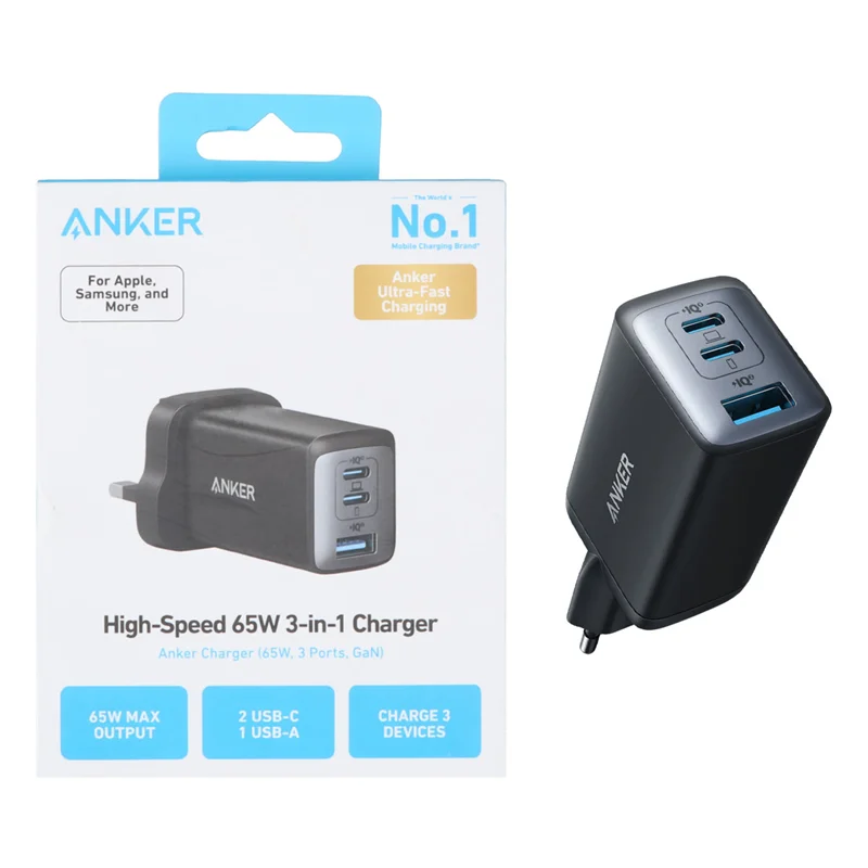 شارژر دیواری PD و فست سه پورت ANKER مدل A2667 65W - مشکی - PAD (گارانتی شش ماهه شرکتی)
