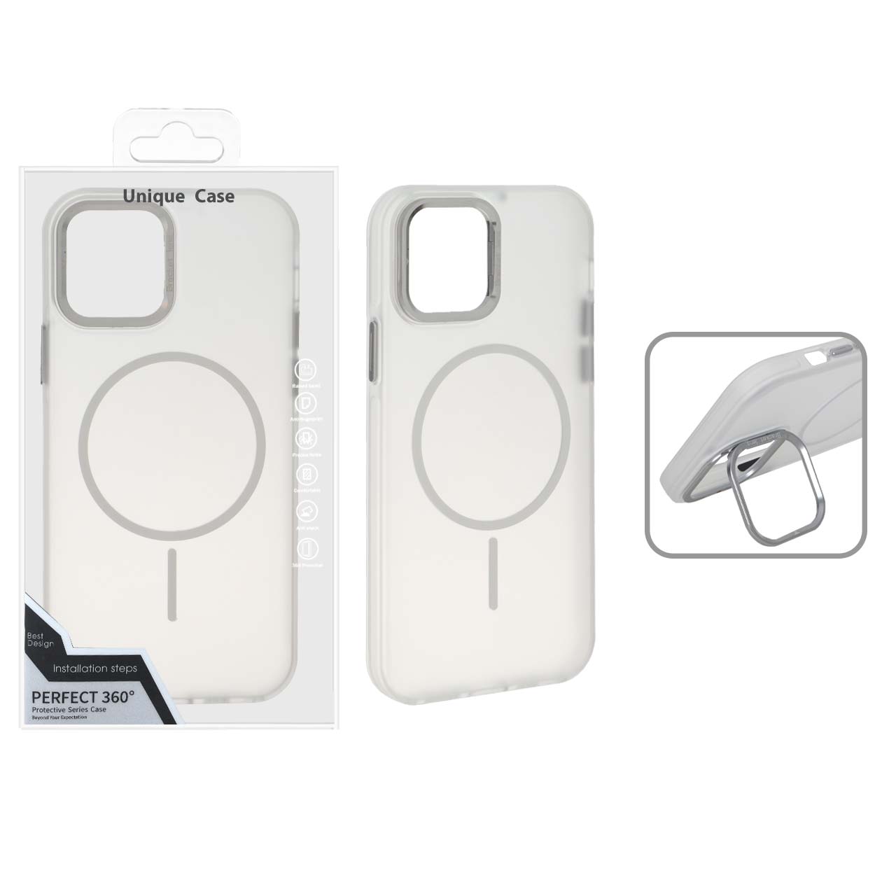 قاب Bracket Lens مات MagSafe لنز استندشو Apple iPhone 12 Pro / iPhone 12 - سفید (پک دار)