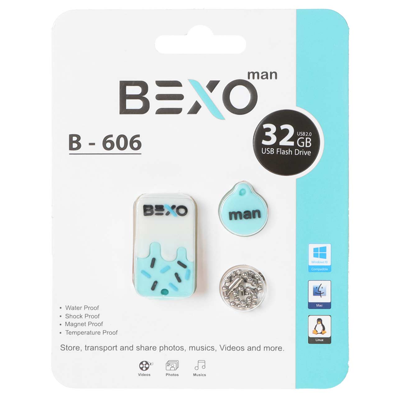 BEXO B-606 USB2.0 Flash Memory-32GB (گارانتی داده پردازی آواتک) آبی روشن