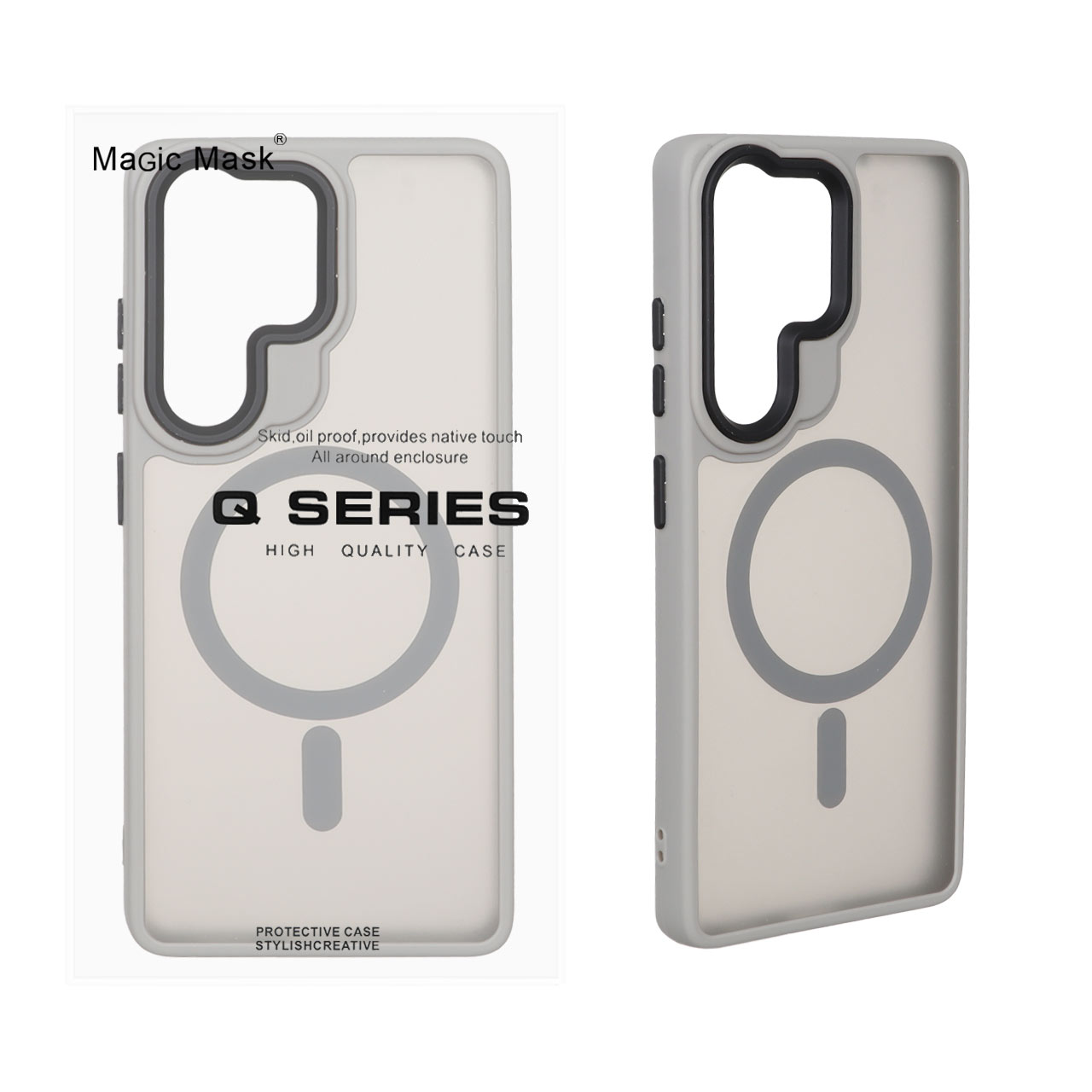 قاب اورجینال Magic Mask مات Magsafe بلک لنز Samsung Galaxy S21 Ultra - خاکستری (پک دار)