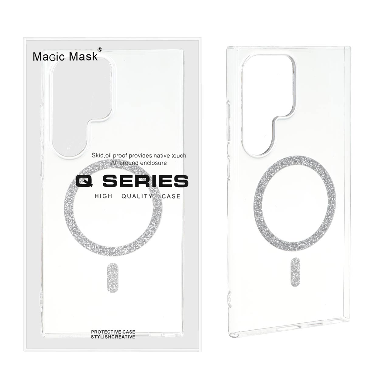 قاب اورجینال Magic Mask شفاف MagSafe اکلیلی Samsung Galaxy S24 Ultra (پک دار) - MPS