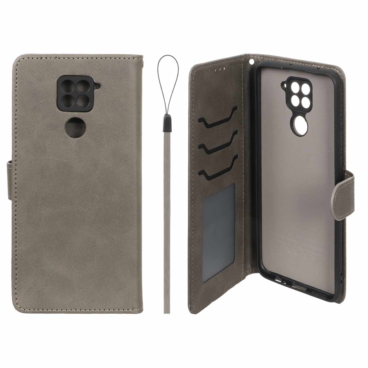 کیف موبایل مگنتی درجه یک داخل خز MNC Plus مدل Xiaomi Redmi Note 9 / Redmi 10X 5G / Redmi 10X Pro 5G  - خاکستری