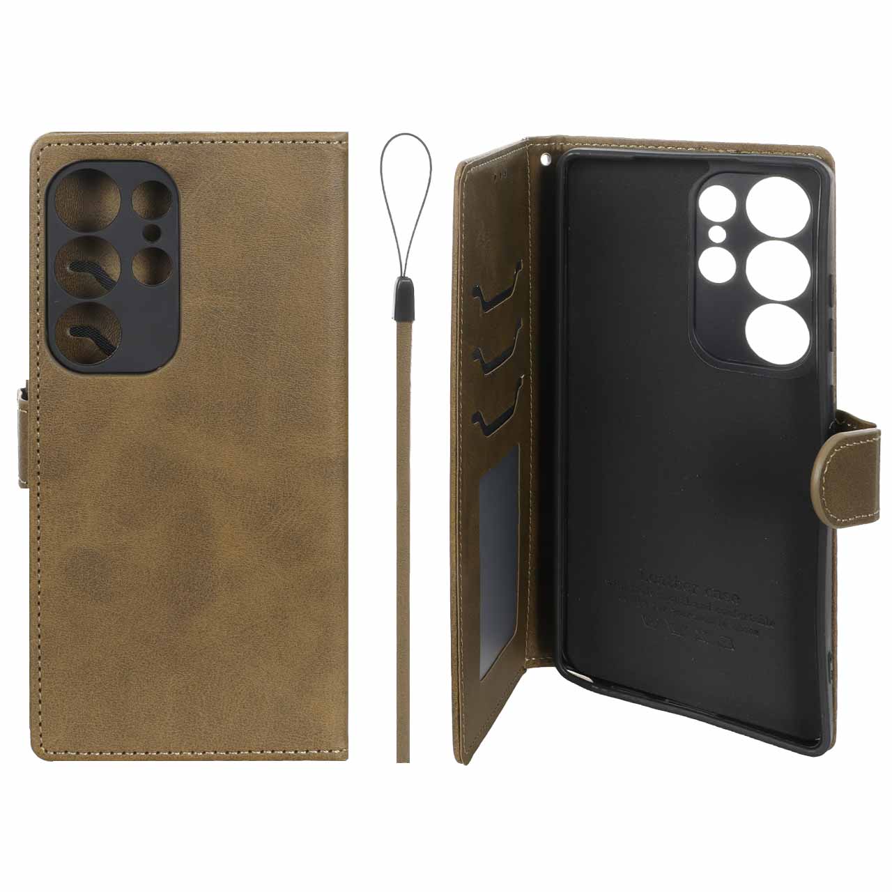 کیف موبایل مگنتی درجه یک داخل خز MNC Plus مدل Samsung Galaxy S25 Ultra - سبز زیتونی