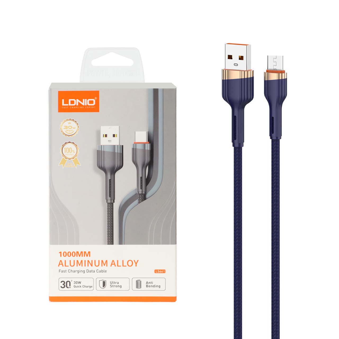 کابل شارژ فست اندروید LDNIO مدل LS641 - سرمه ای (اصلی)