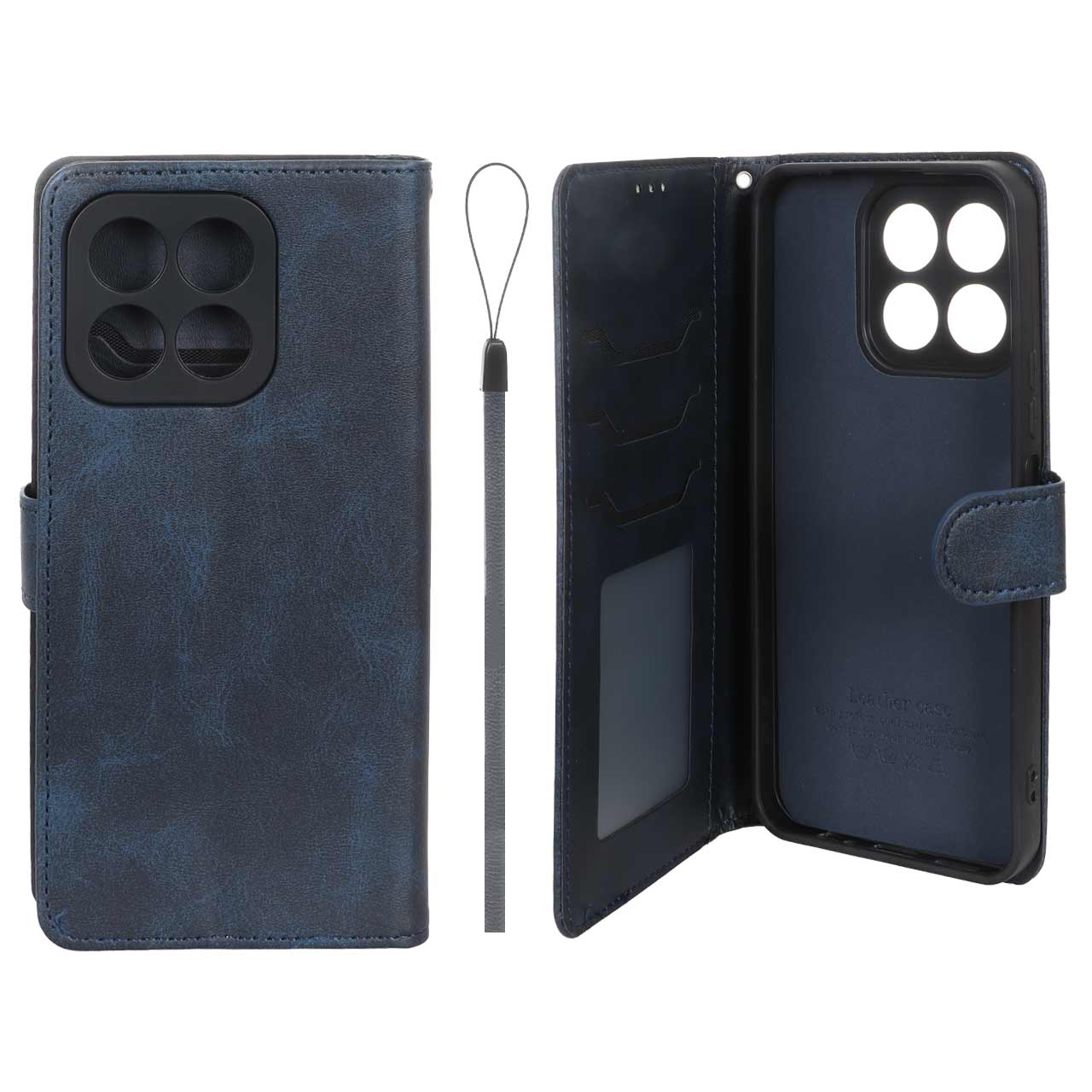 کیف موبایل مگنتی درجه یک داخل خز MNC Plus مدل Honor X6b - سرمه ای