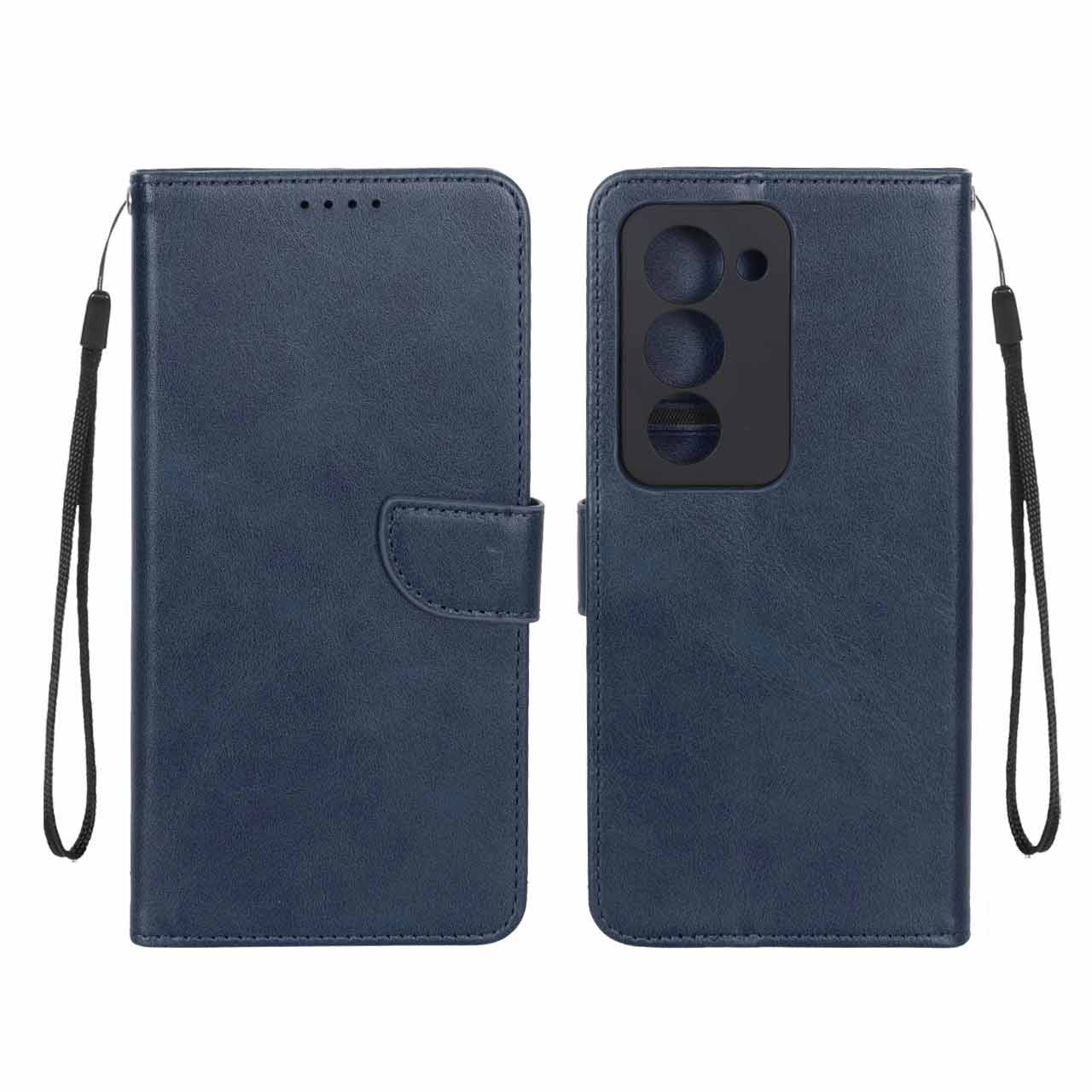 کیف چرمی موبایل مگنتی محافظ لنزدار Xiaomi Redmi 15 4G - سرمه ای