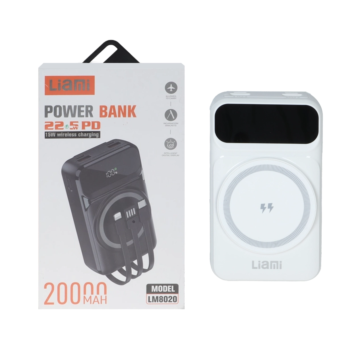 پاوربانک مگ سیف PD و فست شارژ Liami 22.5W 20000mAh مدل LM8020 - سفید (گارانتی شش ماهه شرکتی)