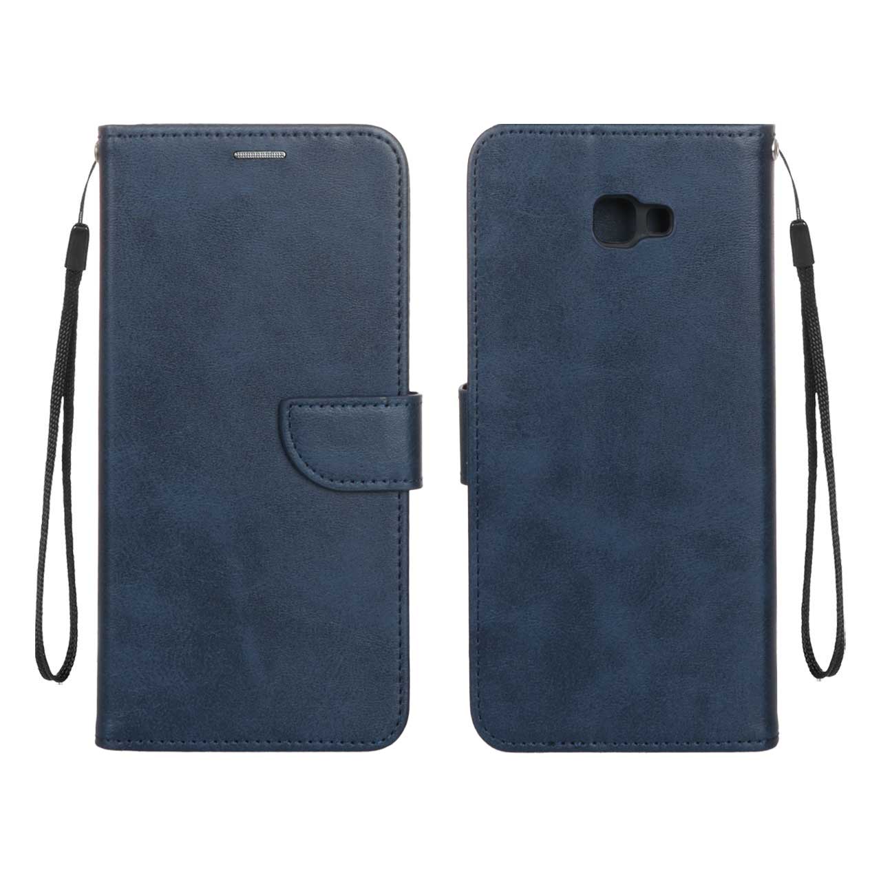 کیف چرمی موبایل مگنتی محافظ لنزدار Samsung Galaxy J4 Plus / J4 Prime / J4 Core / J410 - سرمه ای