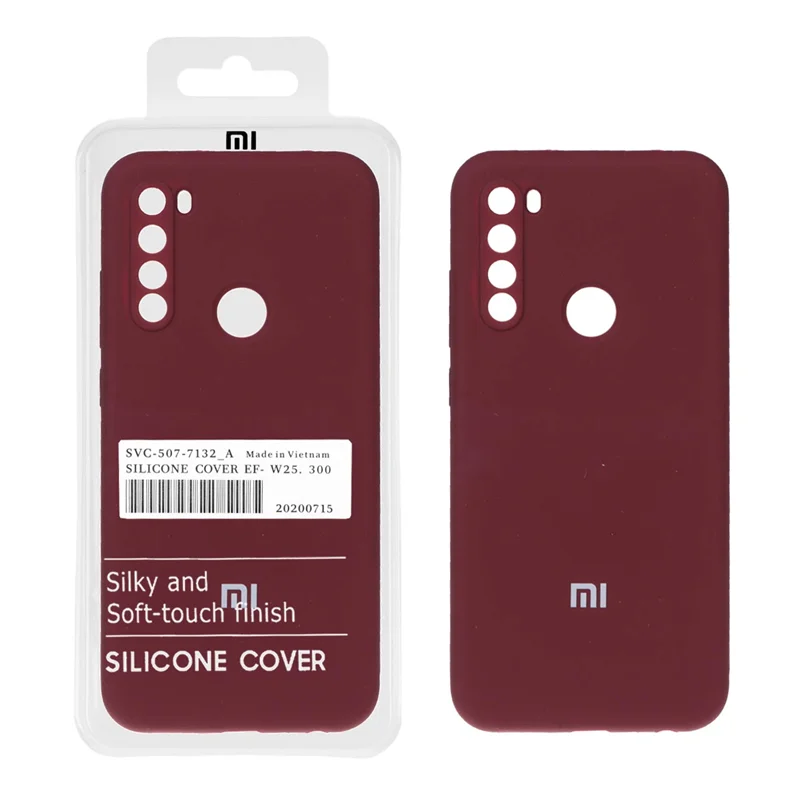 قاب سیلیکونی پاک کنی اورجینال درجه یک Xiaomi Redmi Note 8 - زرشکی (پک دار)