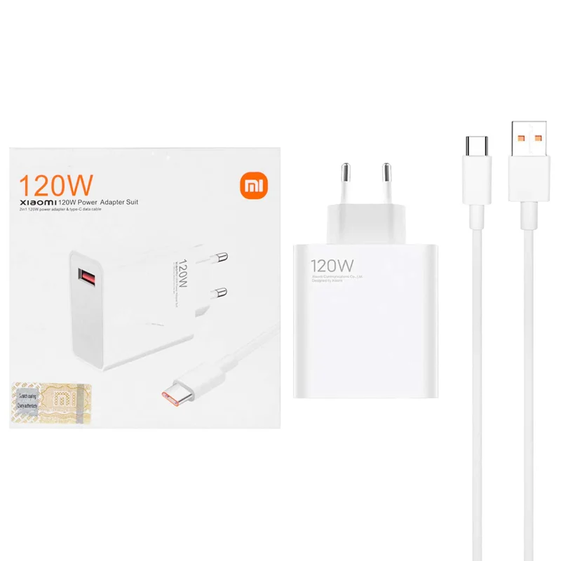 شارژر دیواری فست تک پورت Xiaomi مدل VCA7GACH 120W به همراه کابل شارژ Type-C - درصد شمار - MMS (درجه یک)