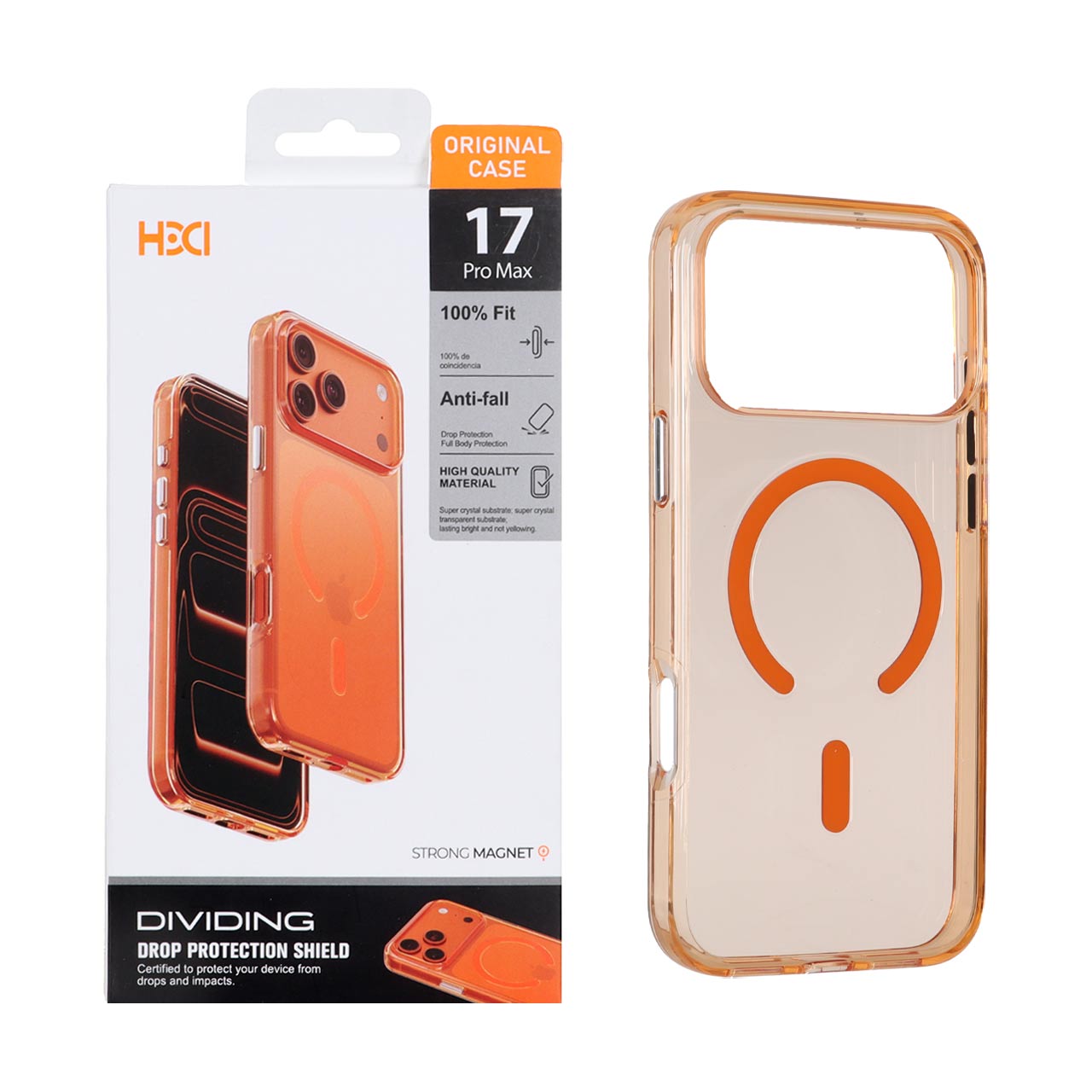 قاب اورجینال HDD شفاف کریستالی Msgsafe سری اطلسی Apple iPhone 17 Pro Max - نارنجی (پک دار)